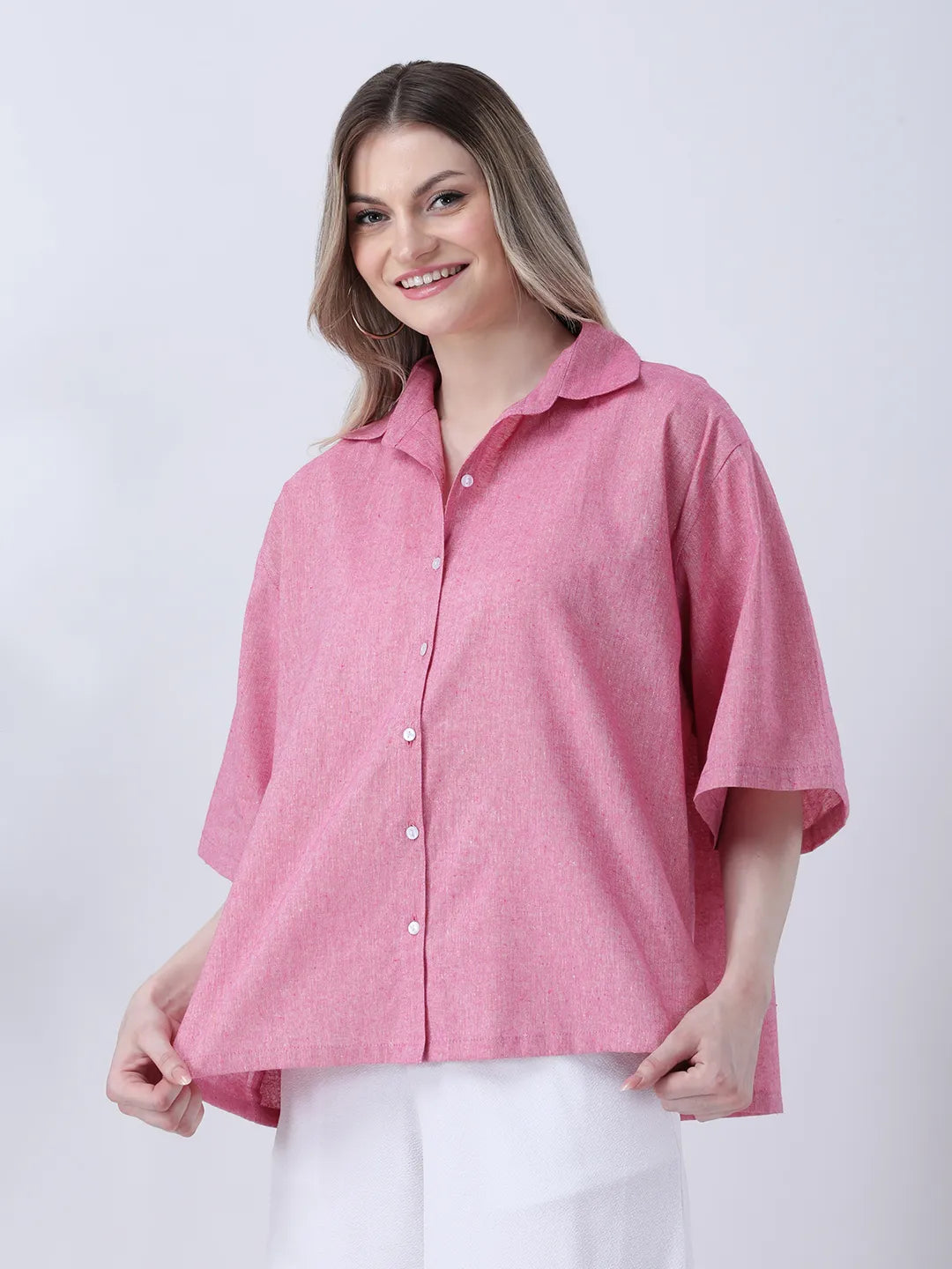 Pink linen oversized shirt