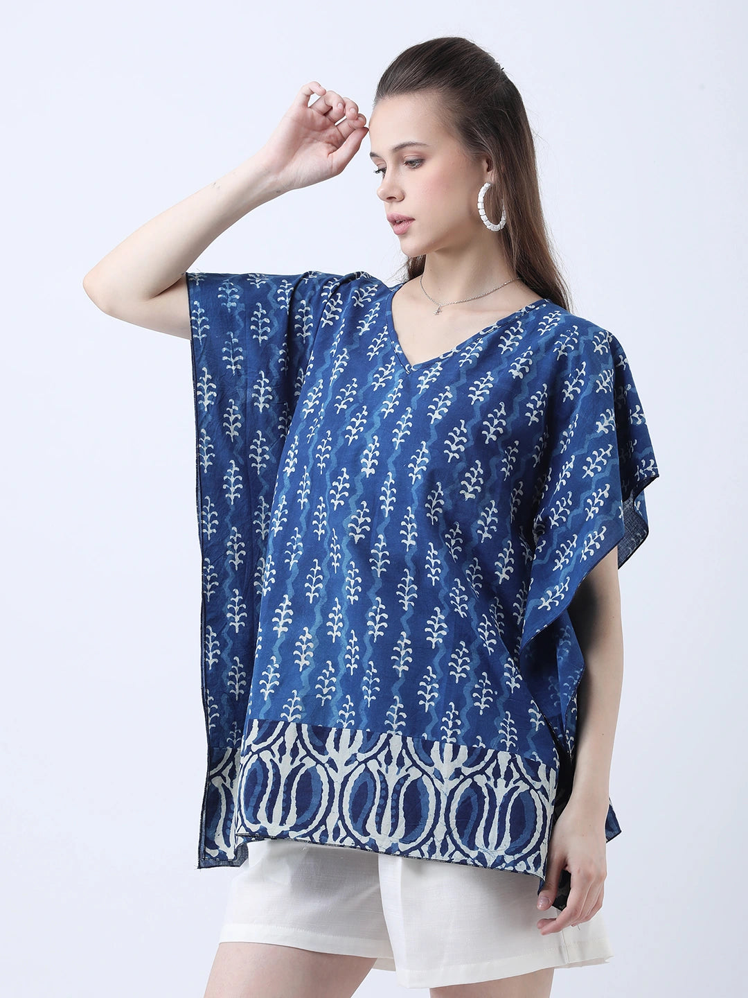 Cotton Block print short kaftan
