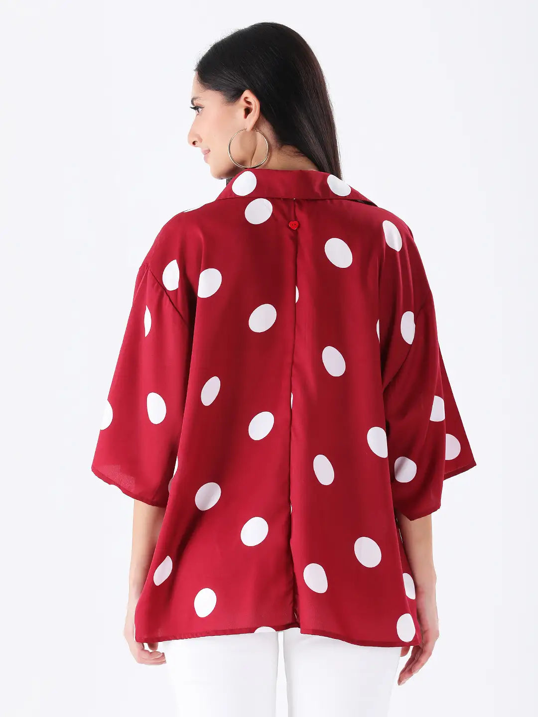 Maroon polka oversized shirt