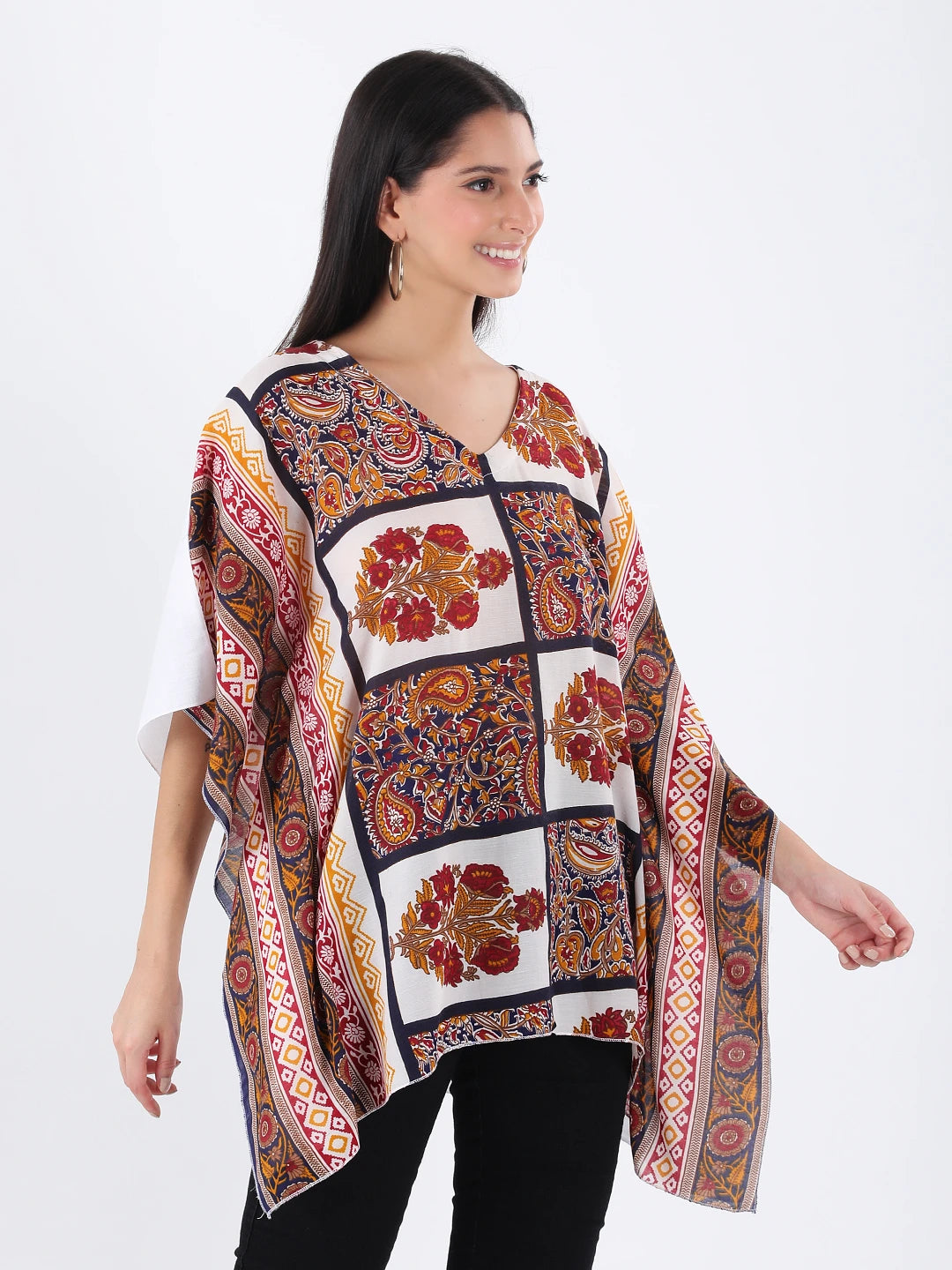 Printed cotton short kaftan