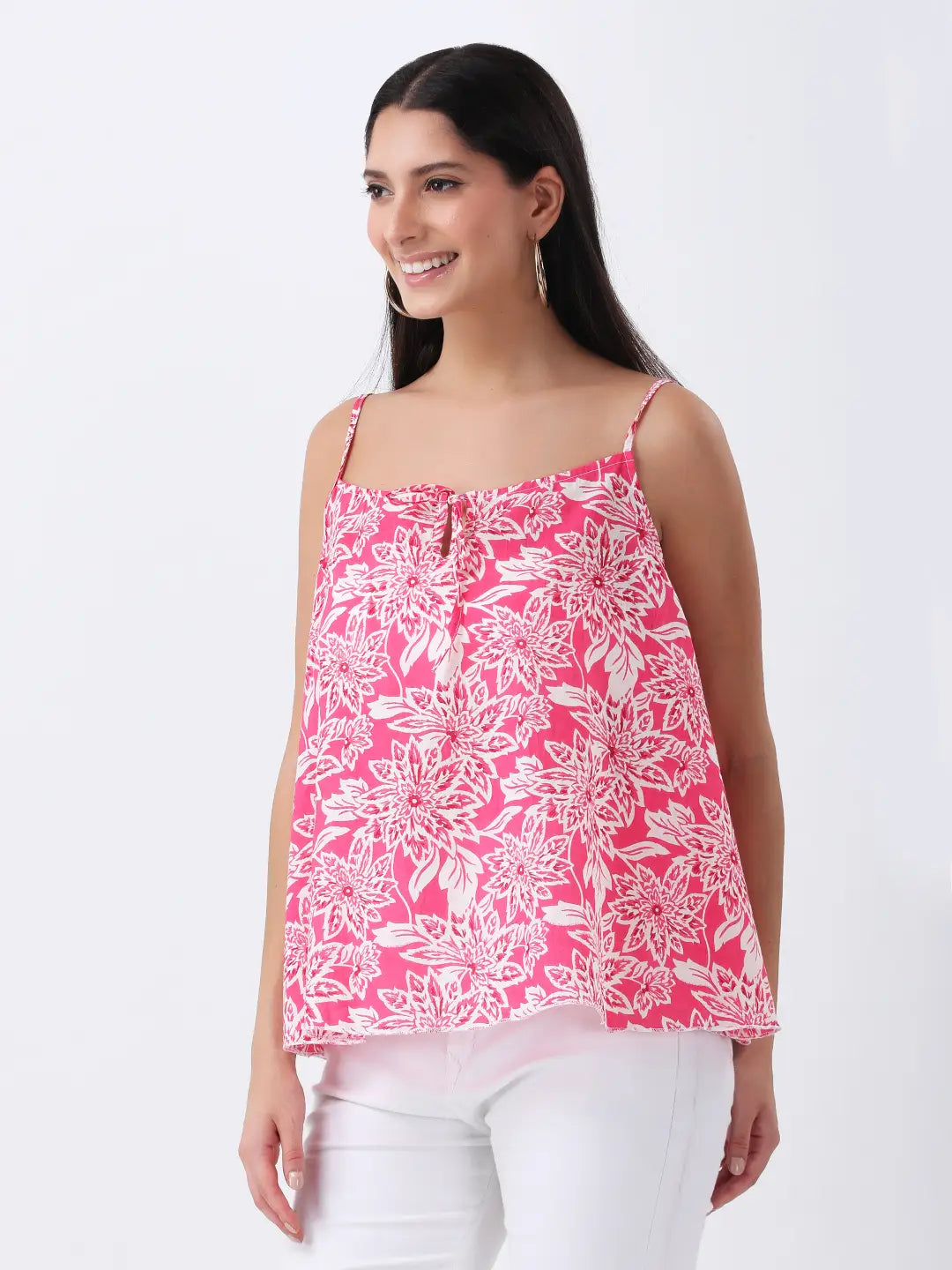 Pink floral print spaghetti top