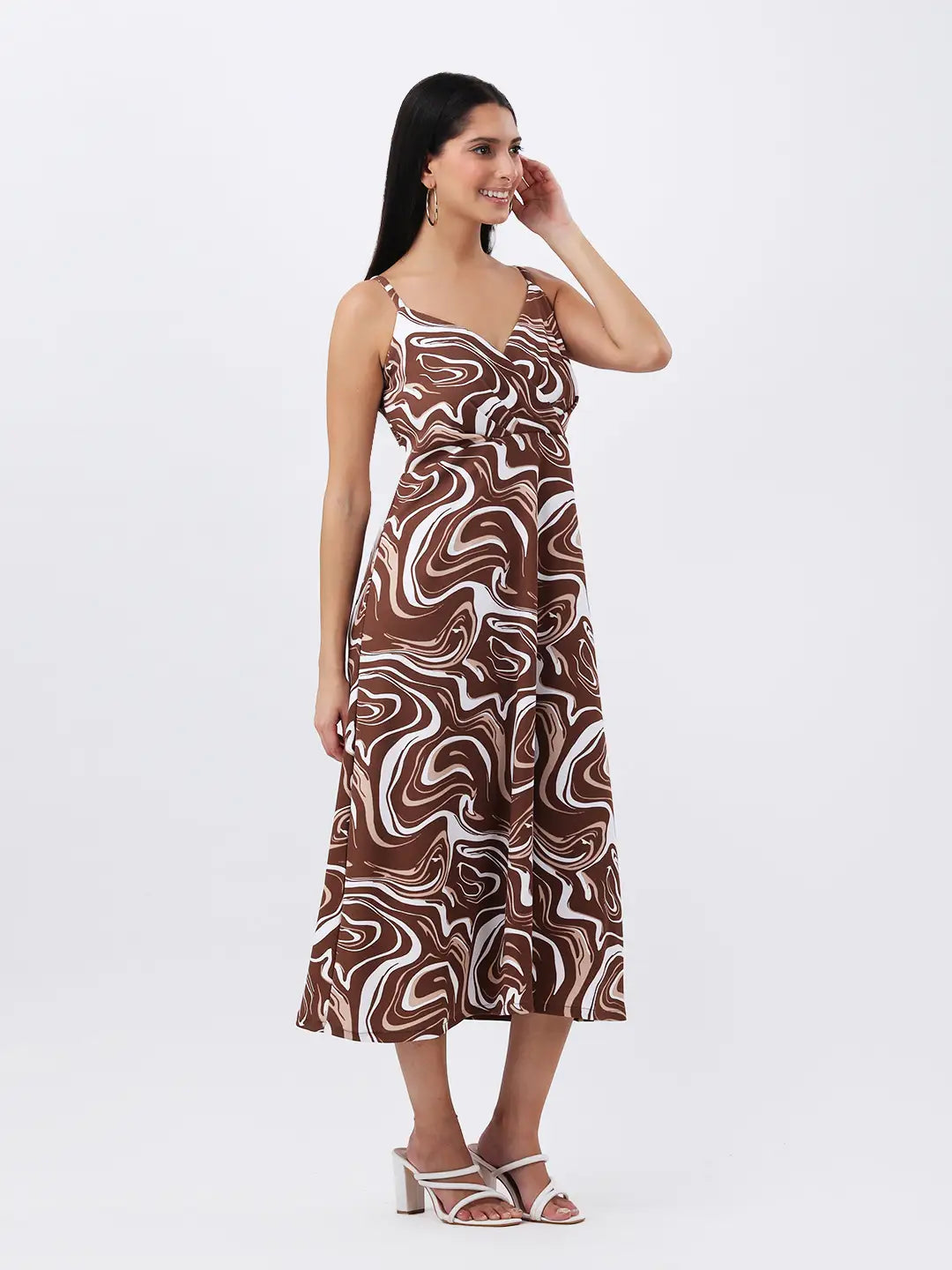 Abstract print lycra midi dress