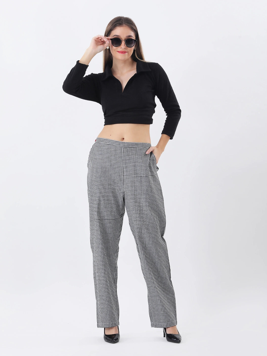 Black & white gingham pant