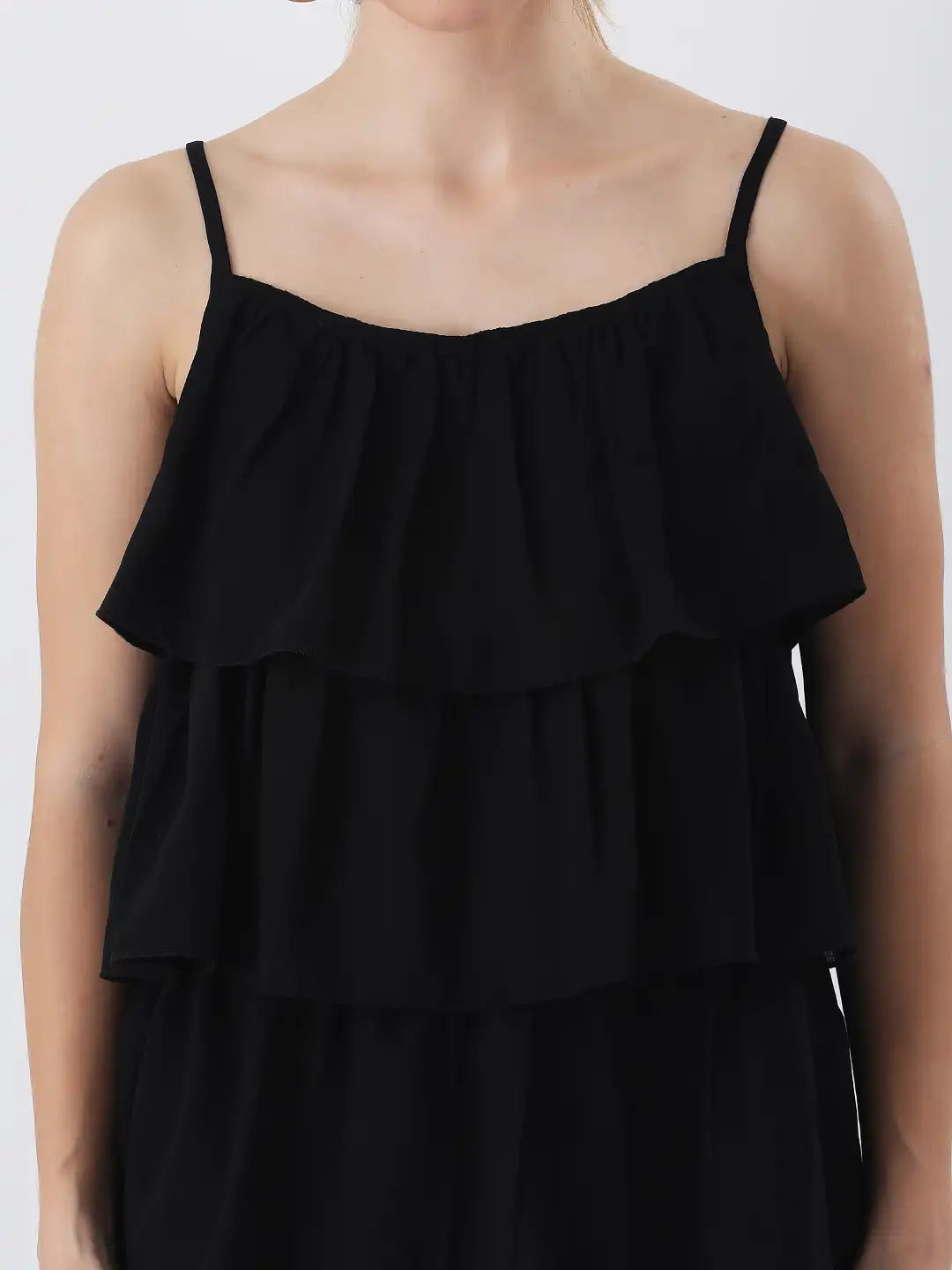 Black ruffle top