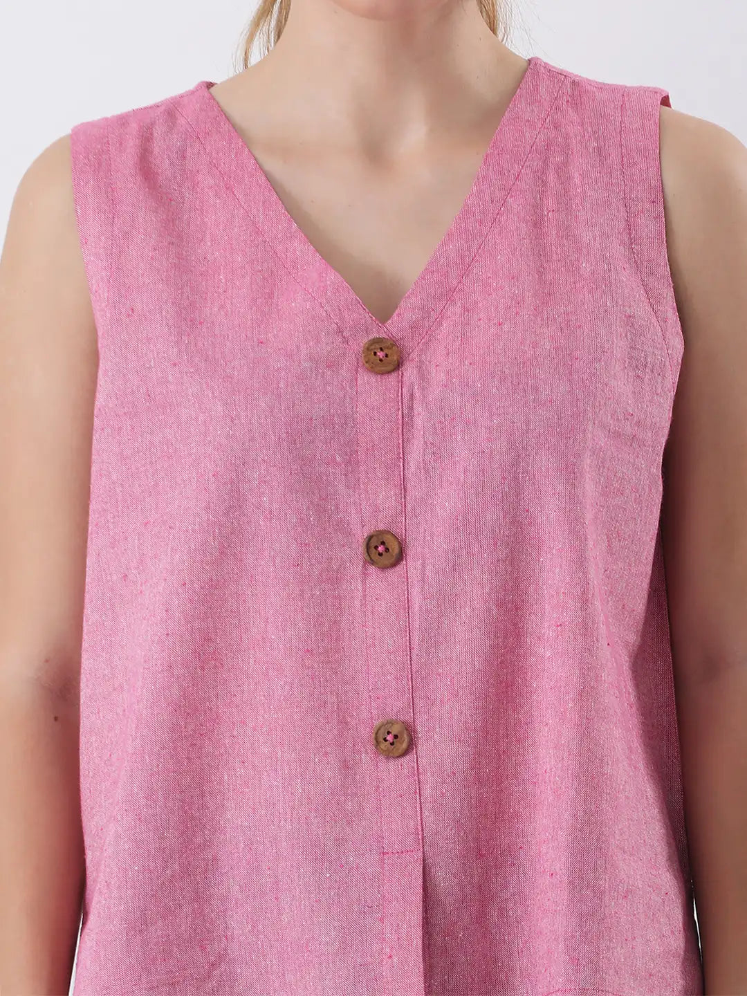 Pink linen vest top