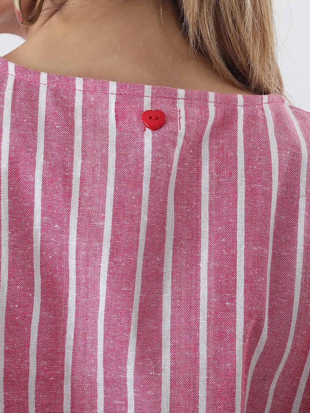 Pink and white linen vest top