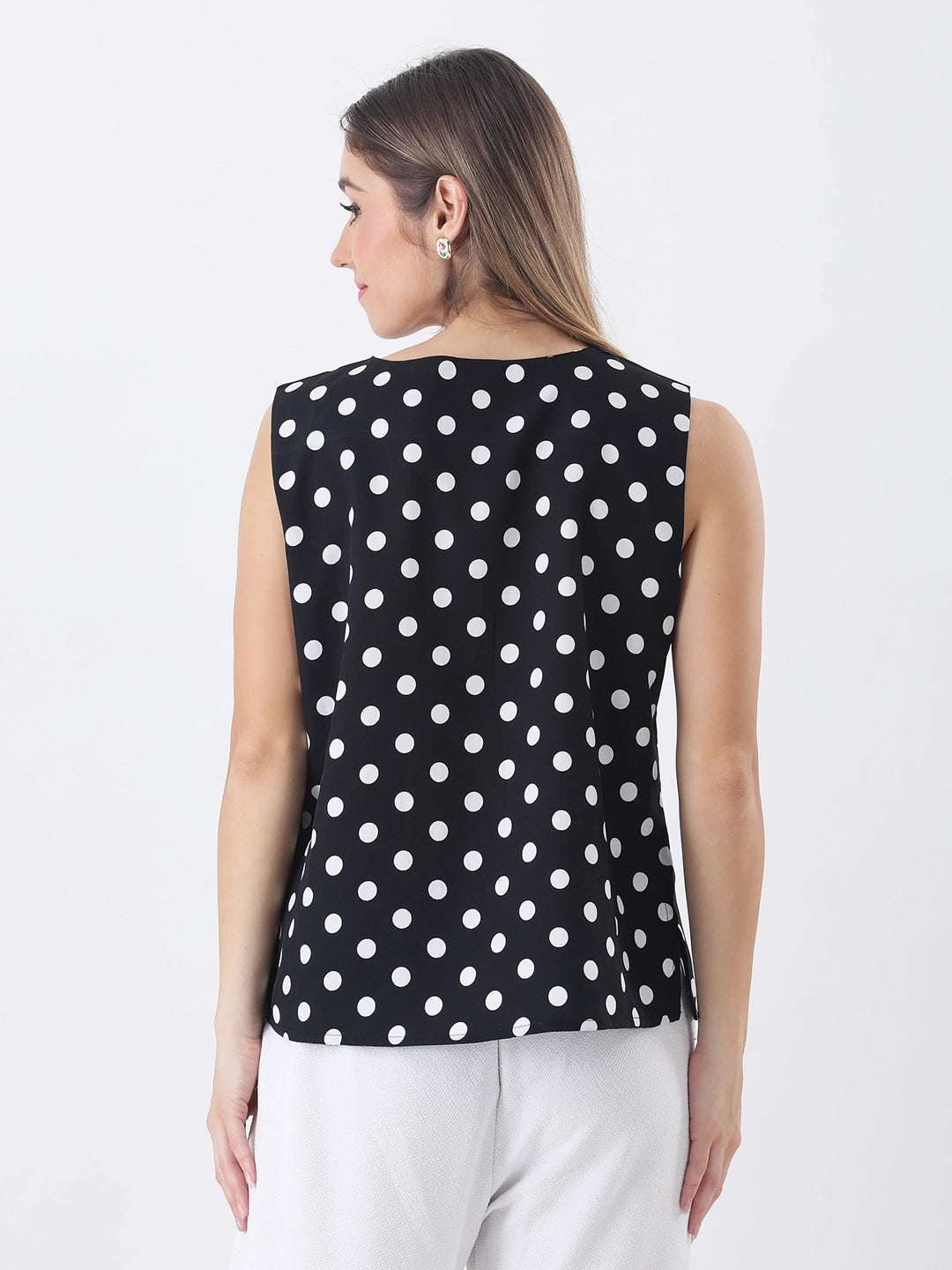 Black and white polka dot top
