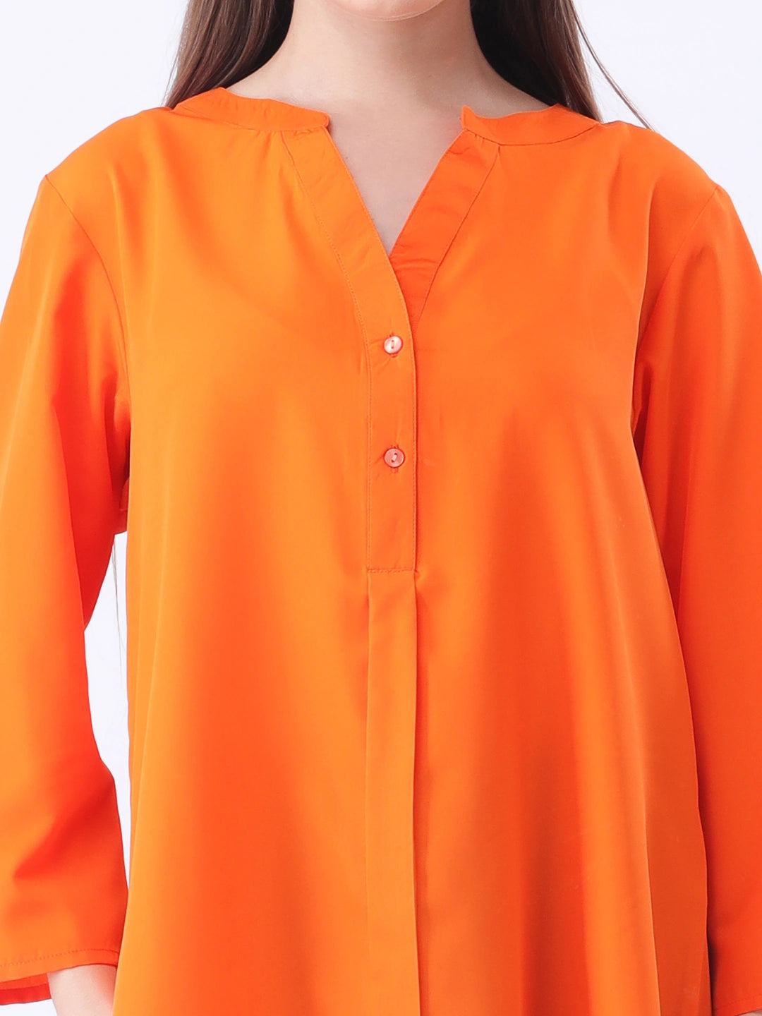 Solid mandarin collar shirt
