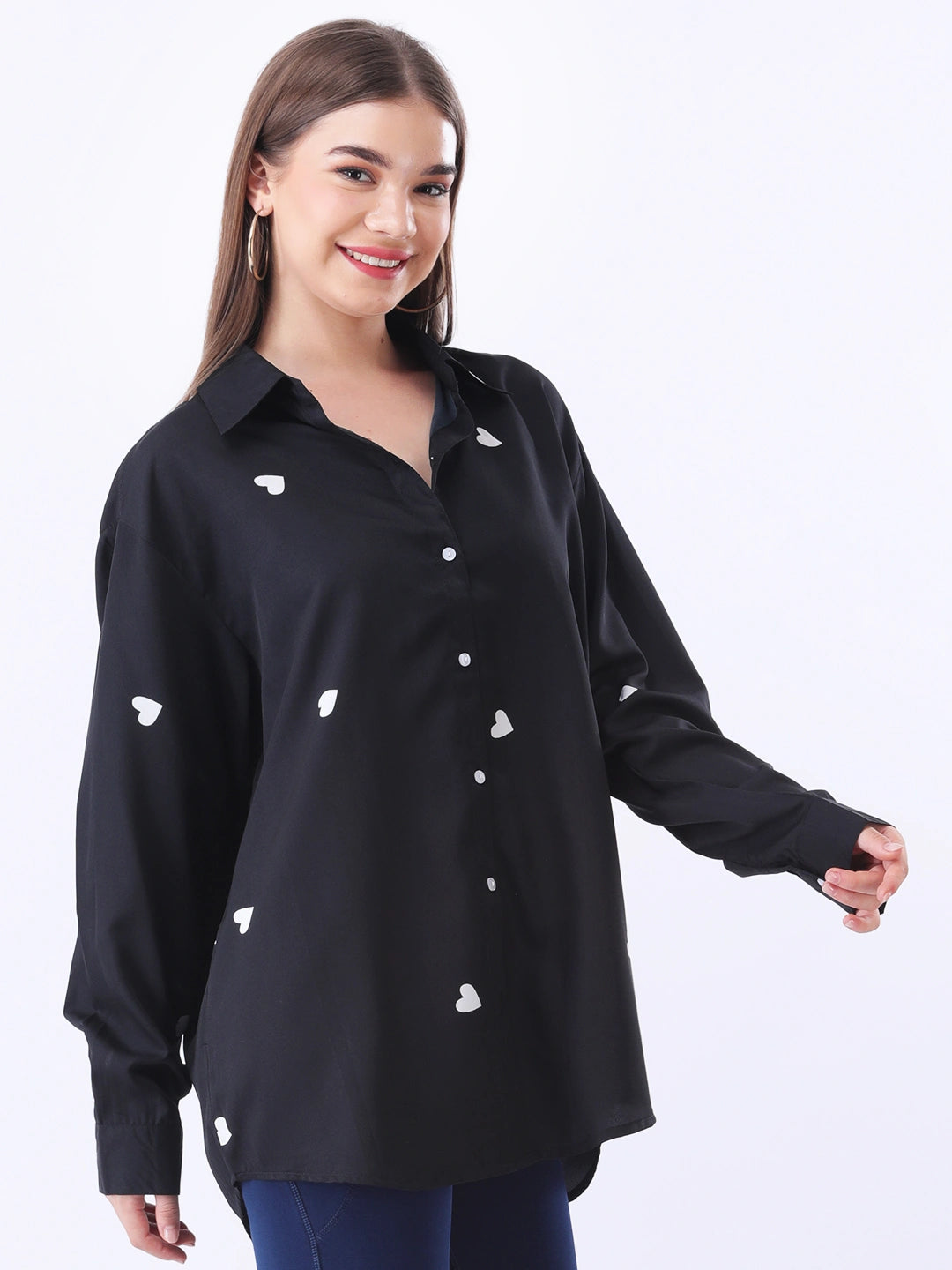 Printed black shirt with cuff