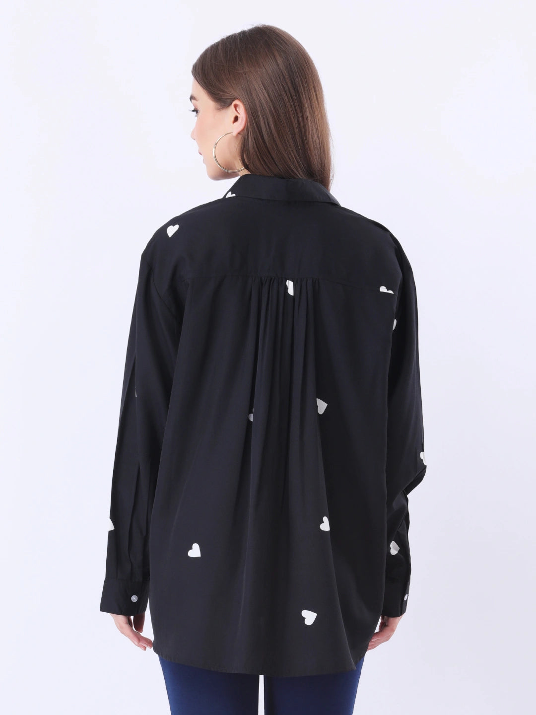 Printed black shirt with cuff
