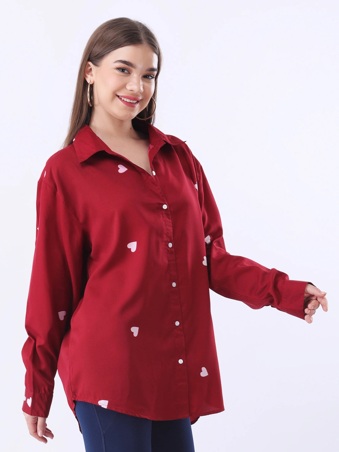 Printed maroon shirt with cuff