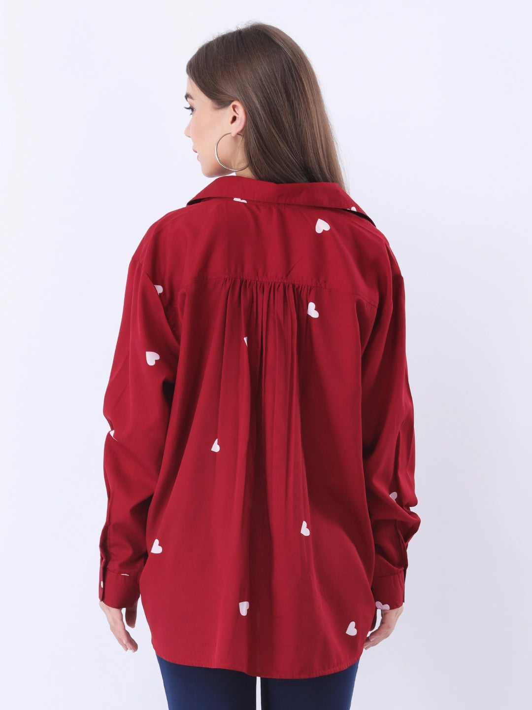 Printed maroon shirt with cuff