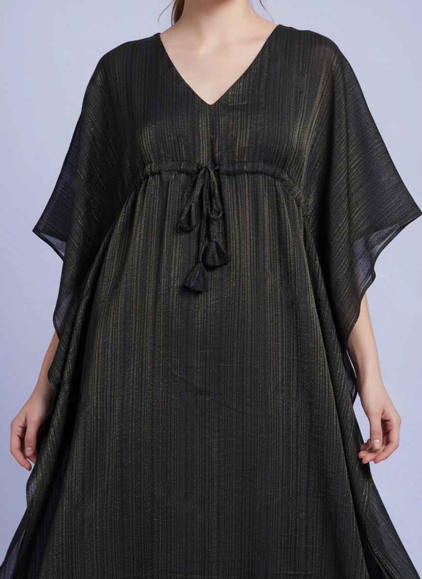 Olive gold zari long kaftan