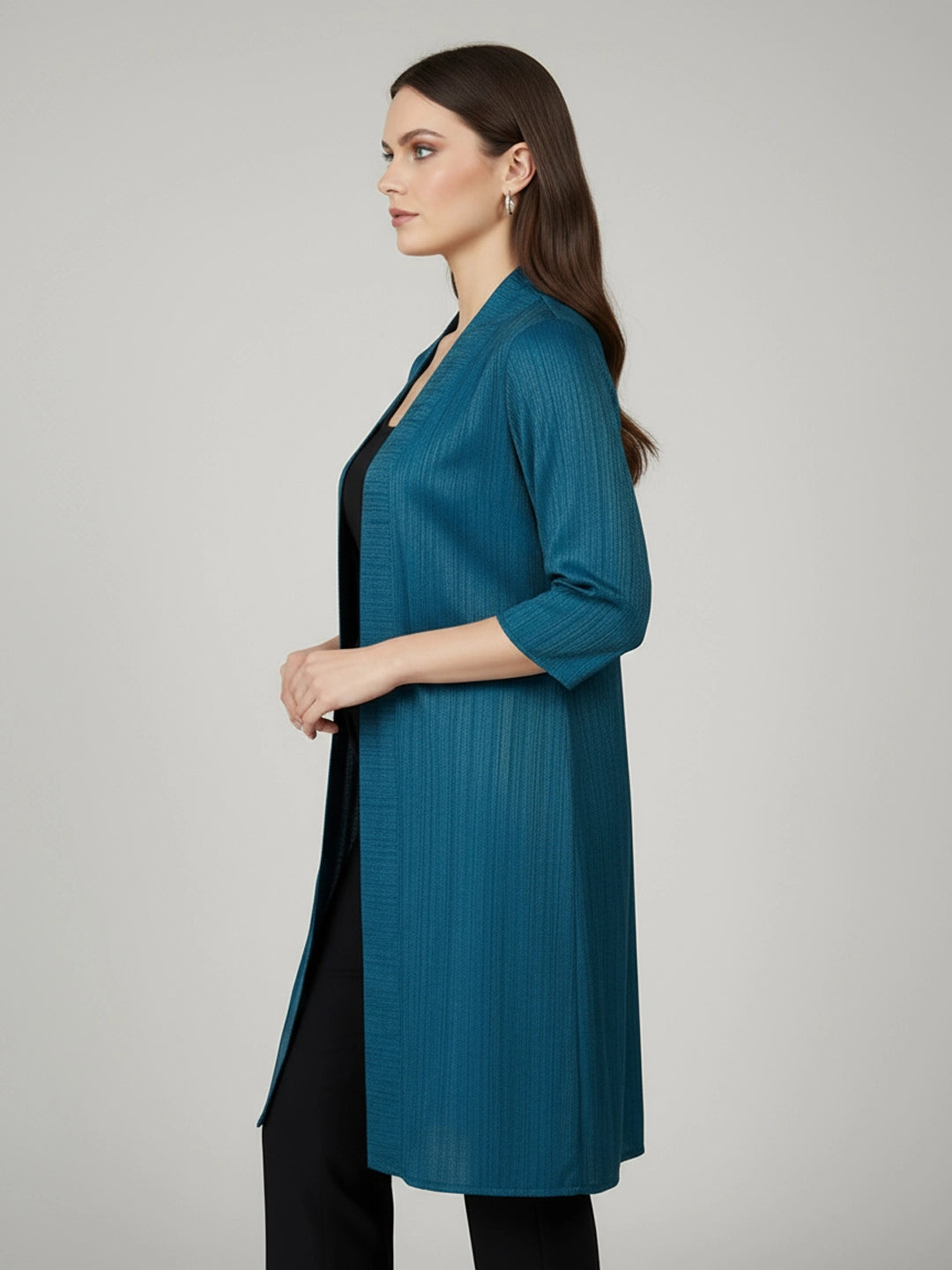 Teal gold zari long shrug