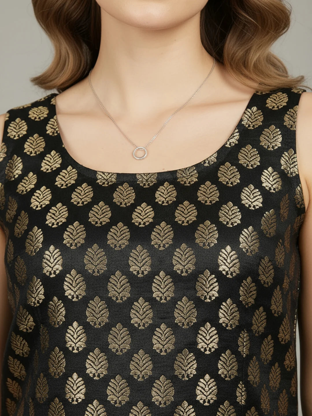Black brocade tank top