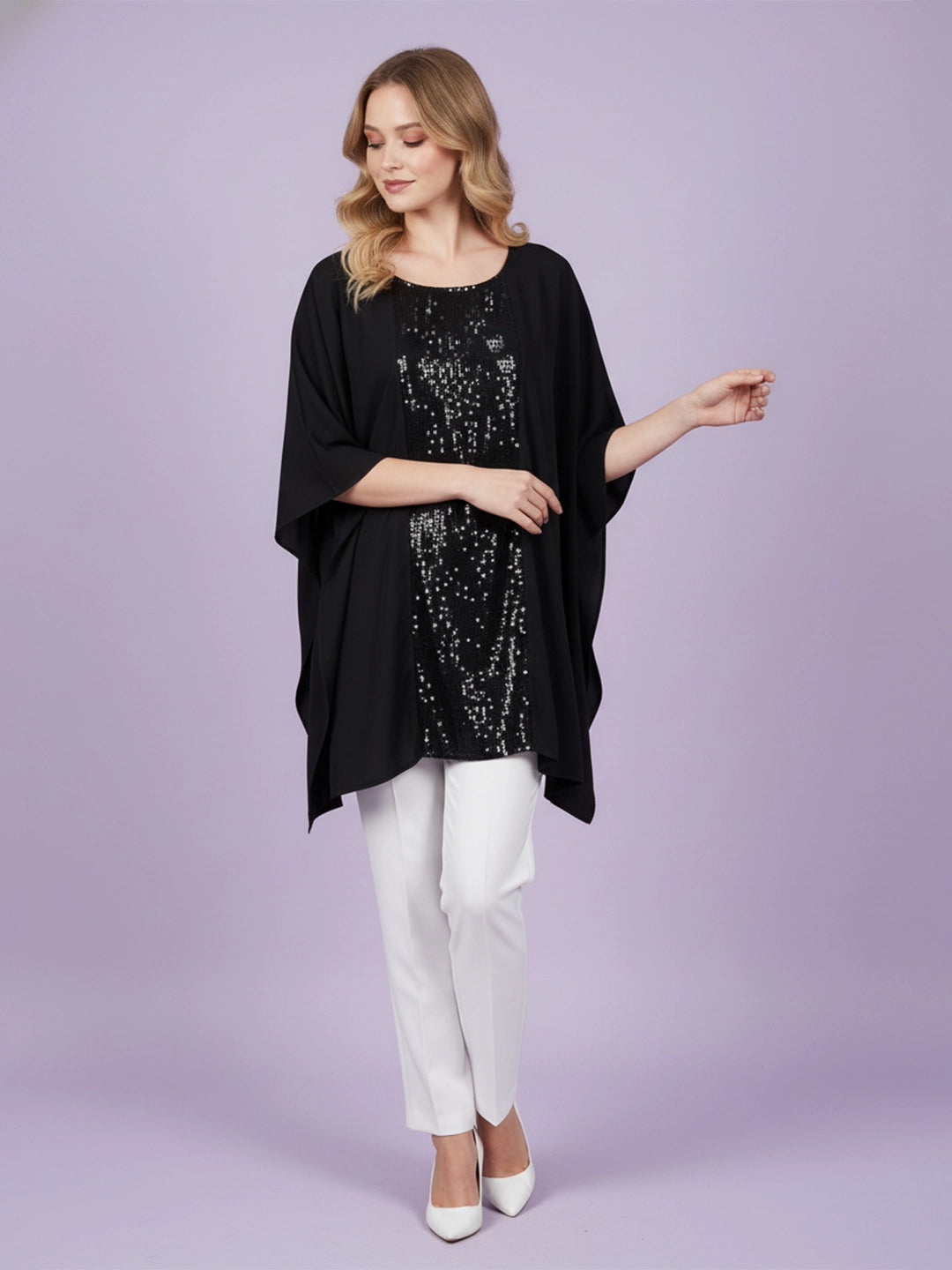 Sequin embellished kaftan top