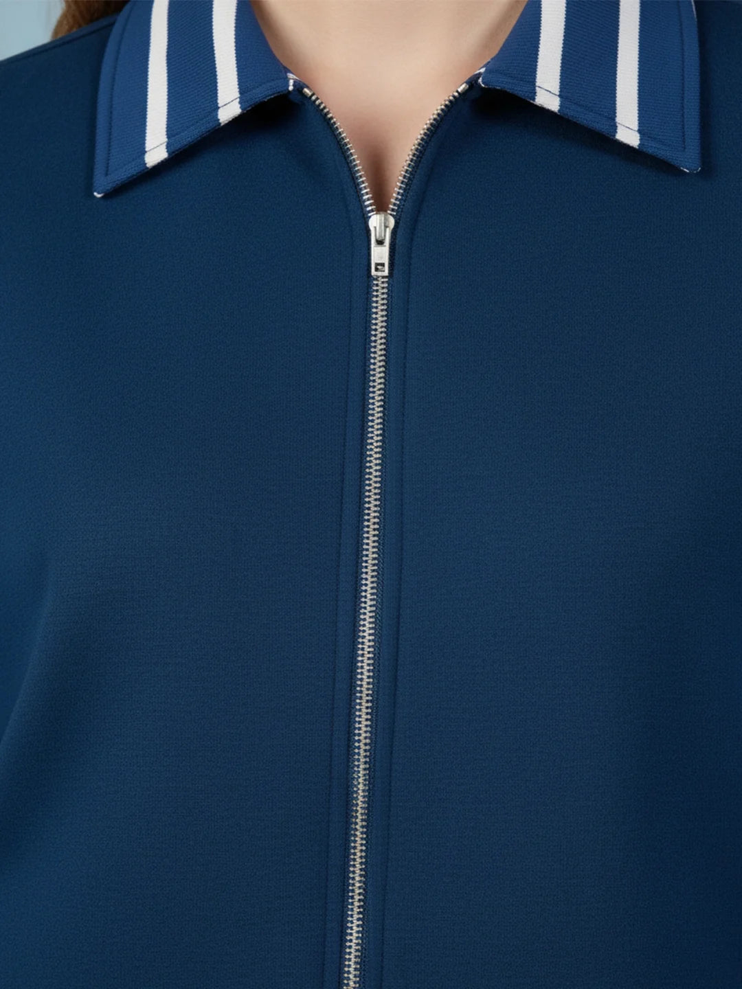 Navy Zip-Up Fleece Jacket with Printed Detailing