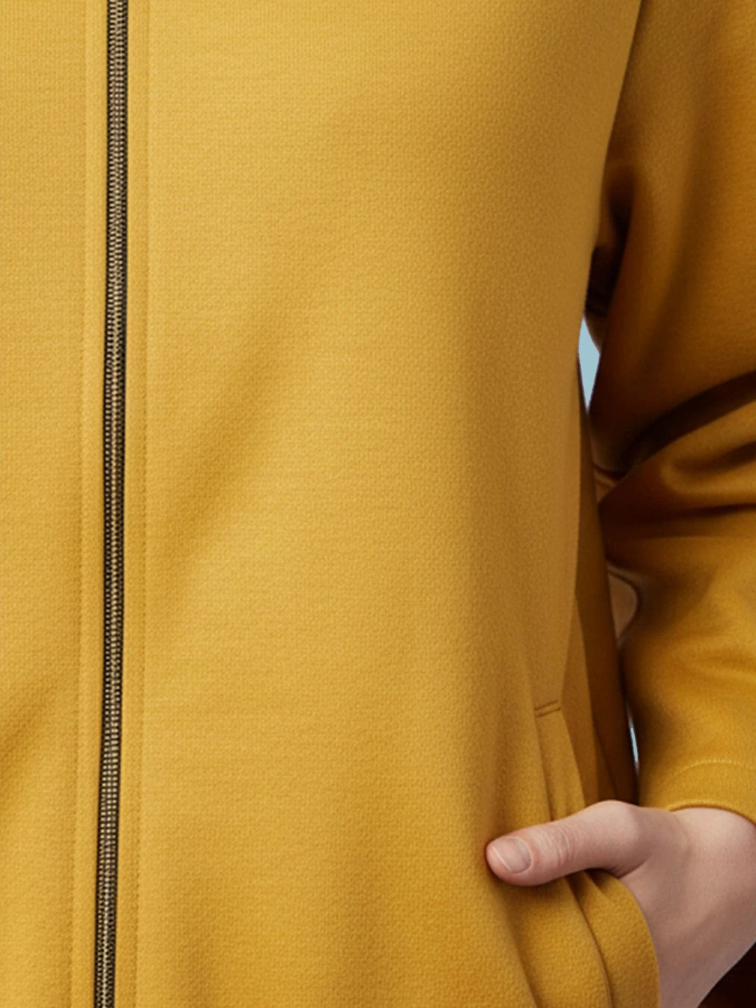 Yellow Zip-Up Fleece Jacket with Printed Detailing
