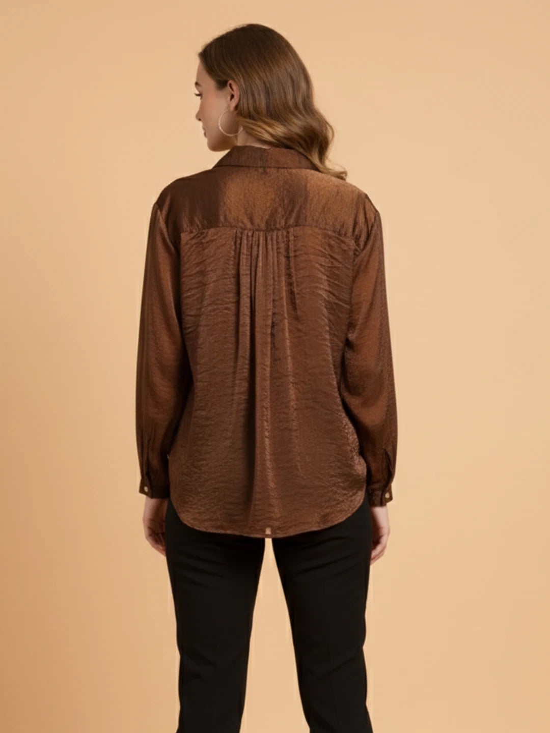 Organza party shirt with cuff sleeves