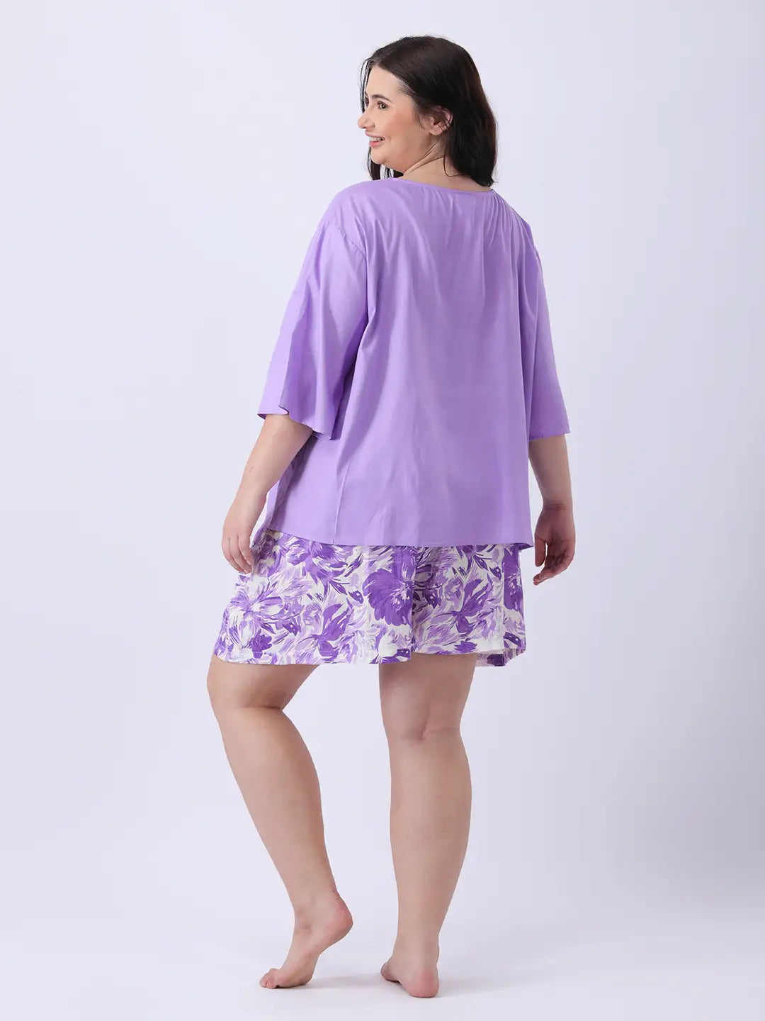 Lavender rayon loose fit bow top
