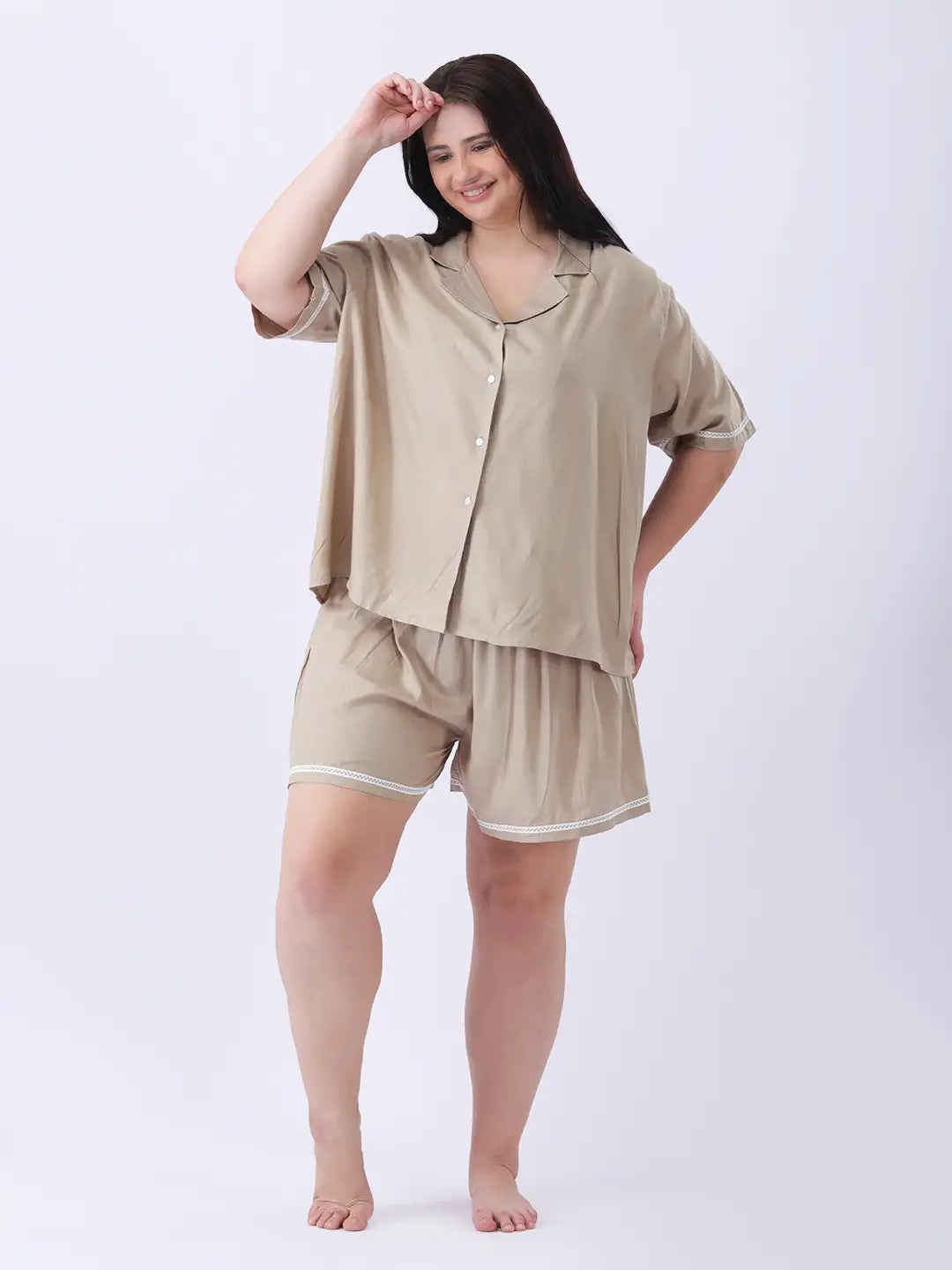 Beige rayon shorts