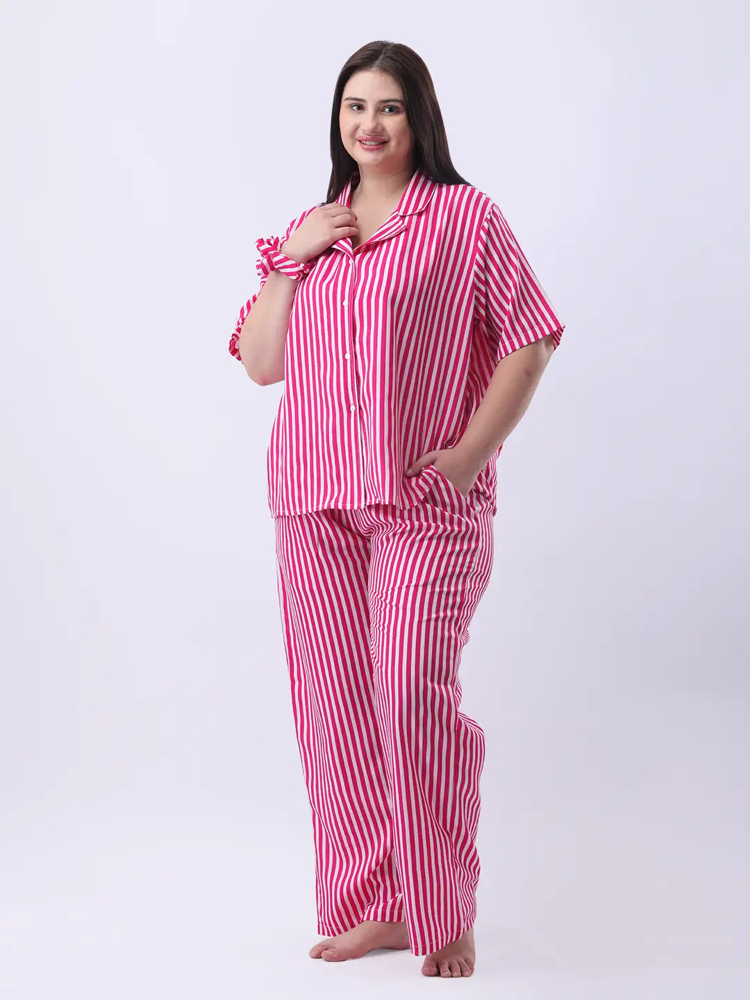 Magenta striped pant