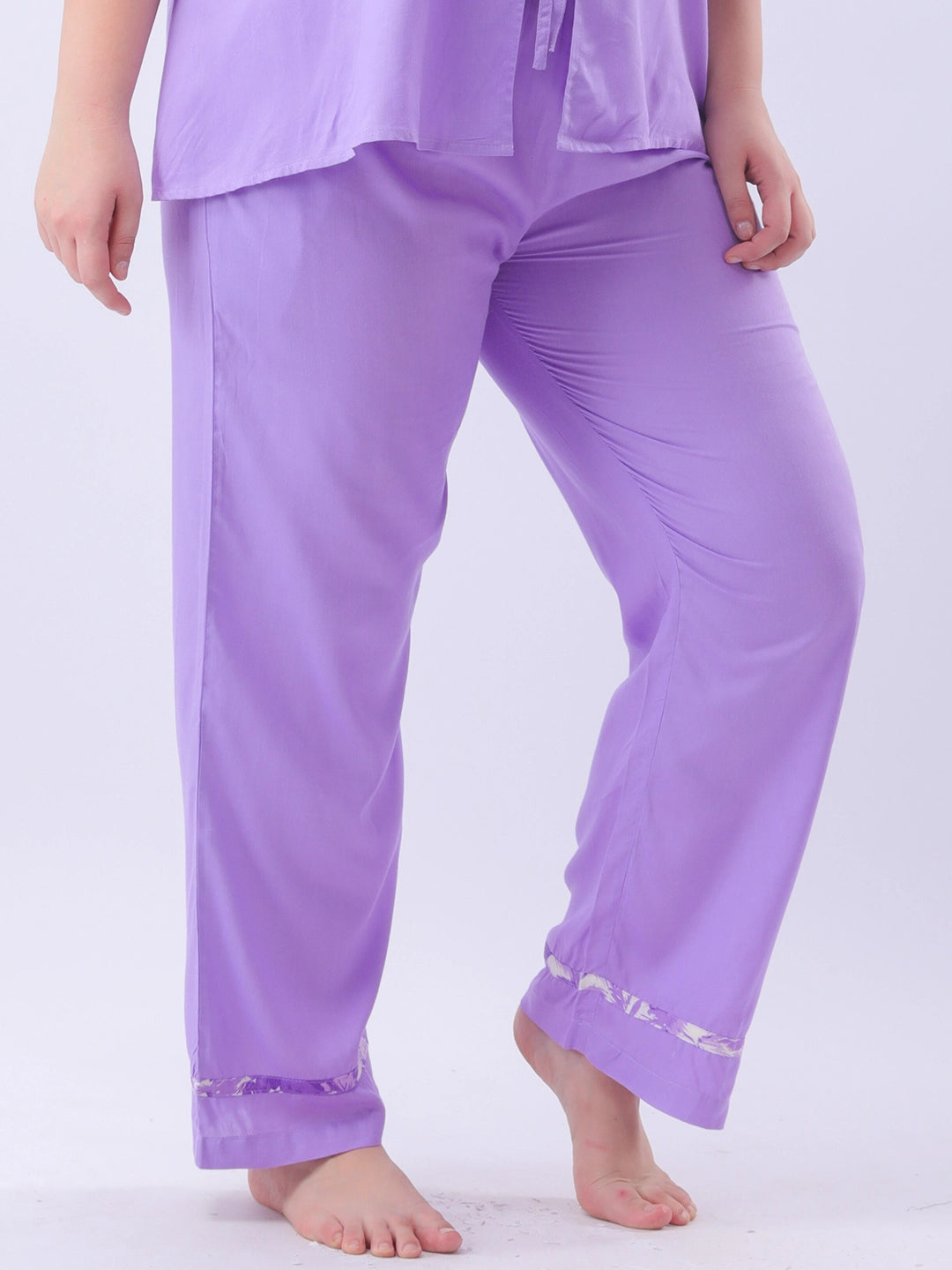 Lavender rayon pant with lace detailing