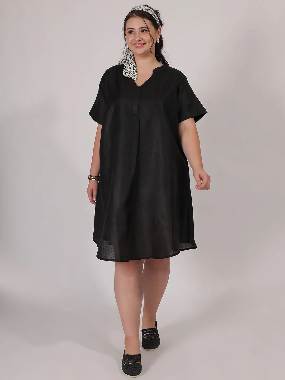 Black A-Line Cotton Dress