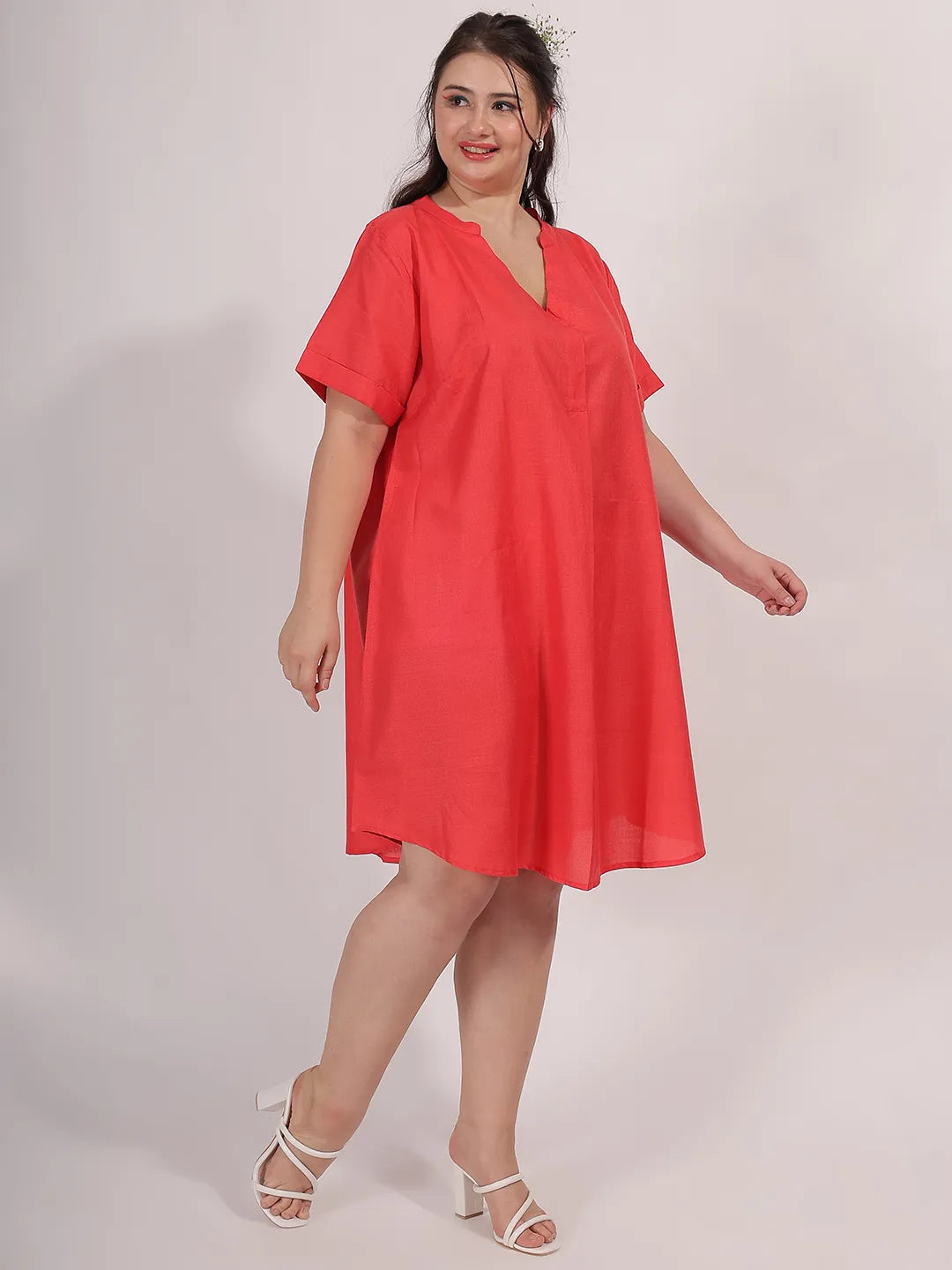 Fusia Pink A-Line Cotton Dress