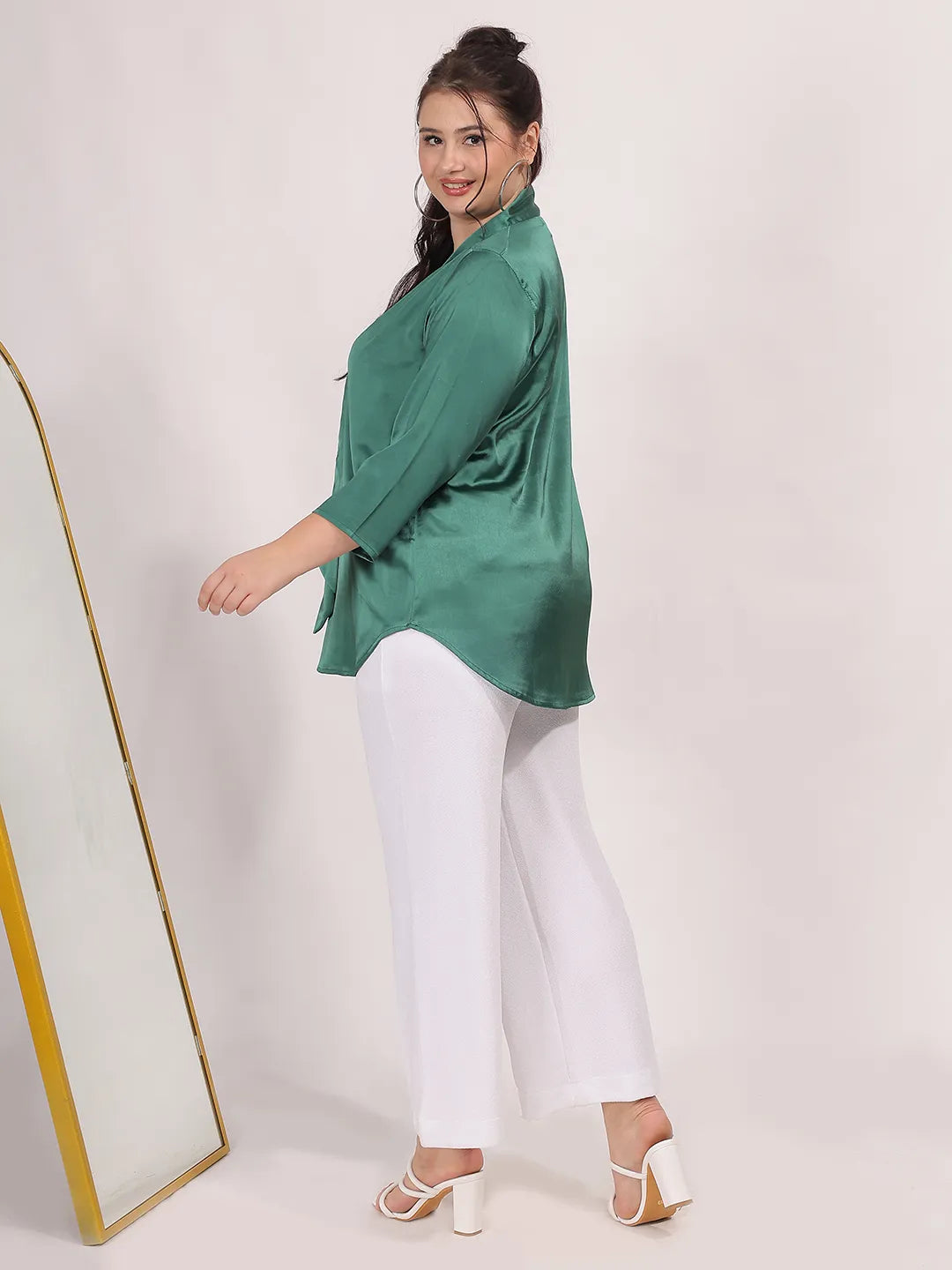 Green Satin Tie Top