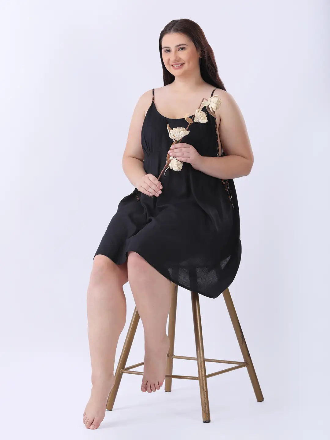 Solid rayon side-tie mini dress