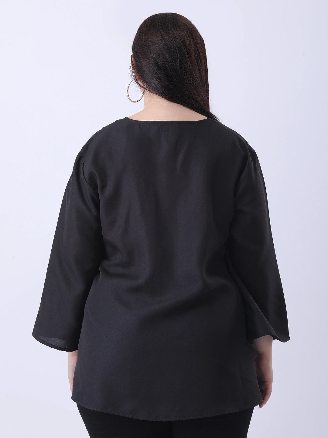 Black pleated tunic top