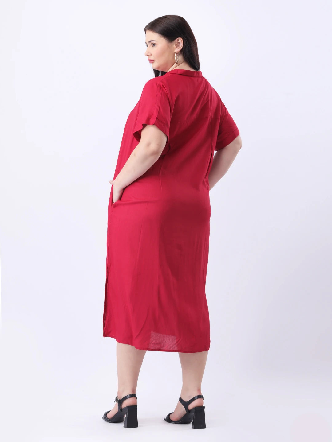 Maroon rayon oversize dress
