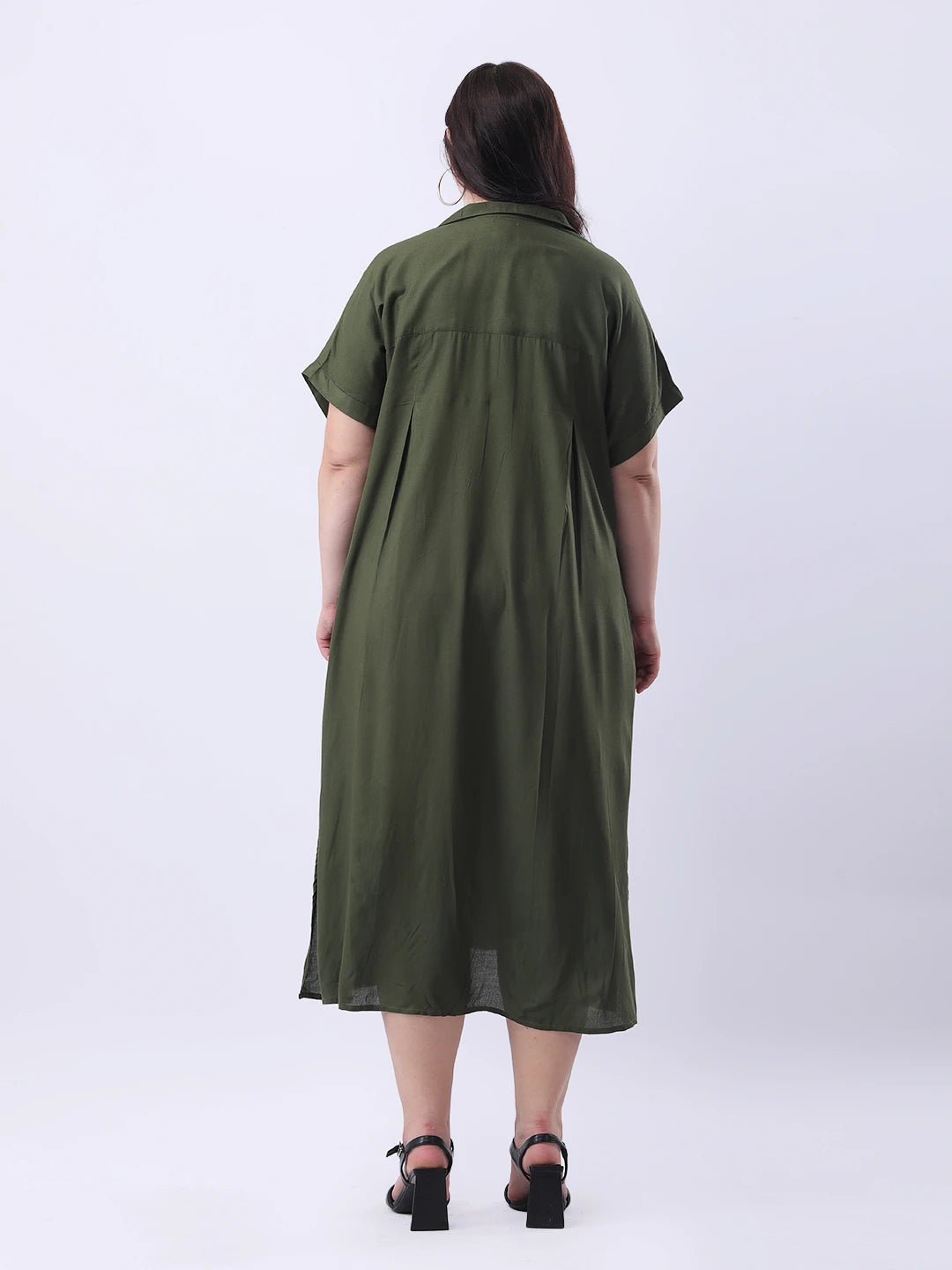 Dark olive rayon oversize dress