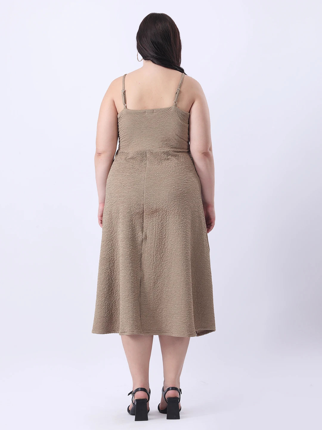 Beige lycra midi dress