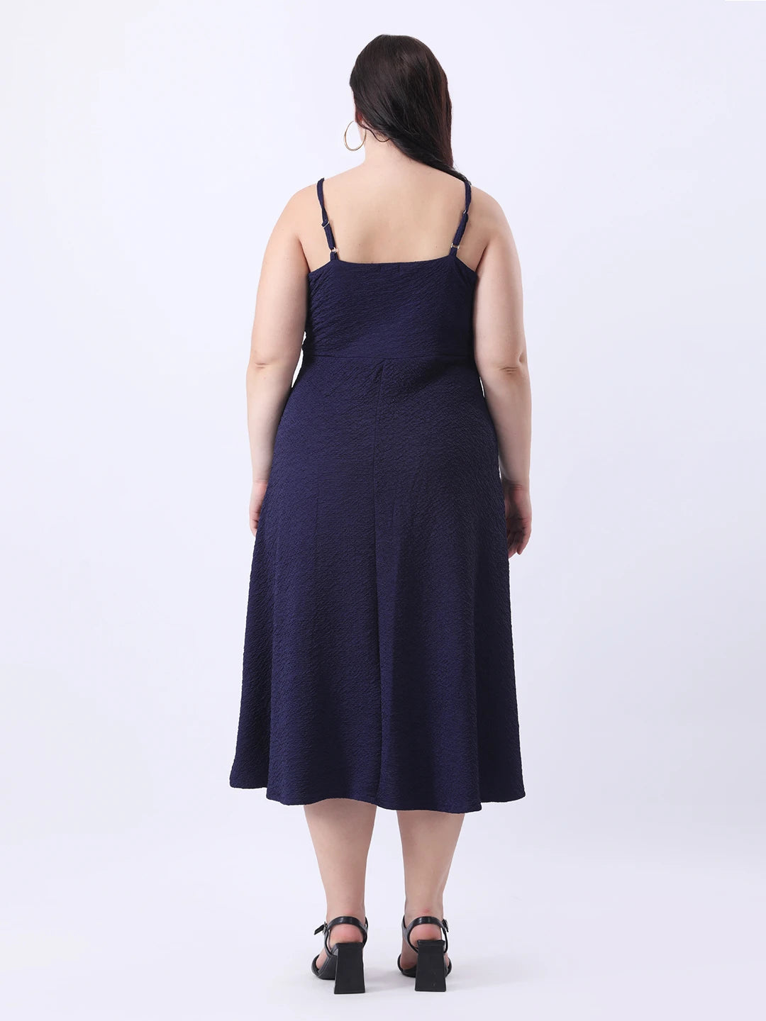 Navy lycra midi dress