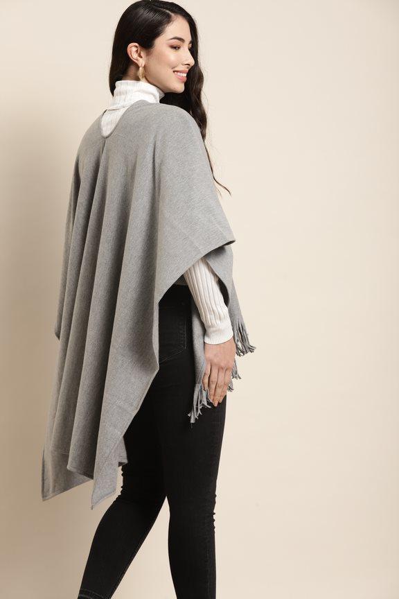 Qurvii Grey Poncho - Qurvii India