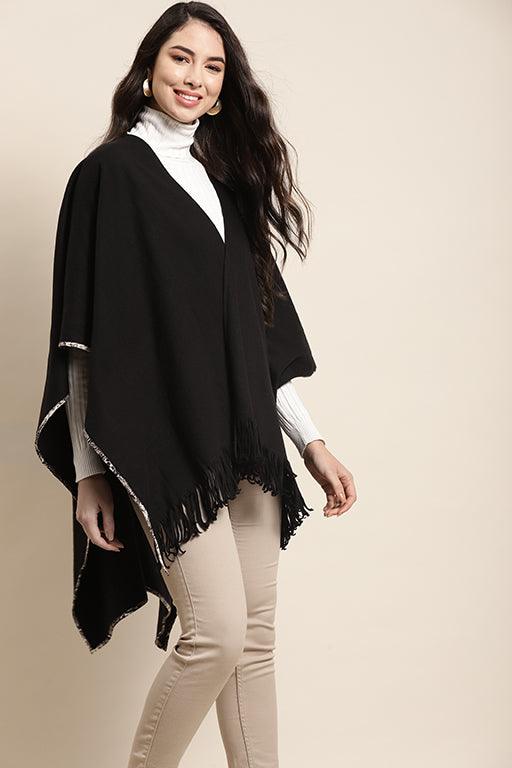 Qurvii Black Poncho - Qurvii India