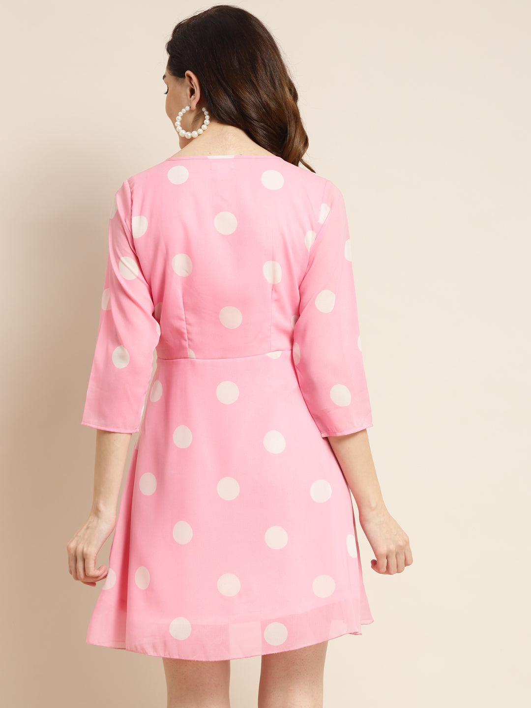 Ruffle Pink Polka Dot Short Dress