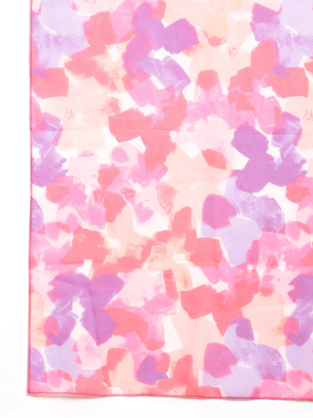Solid Print Pastels Bright Mauve Relaxed Fit V Neck Three Quarter Bell Sleeve Georgette Dress