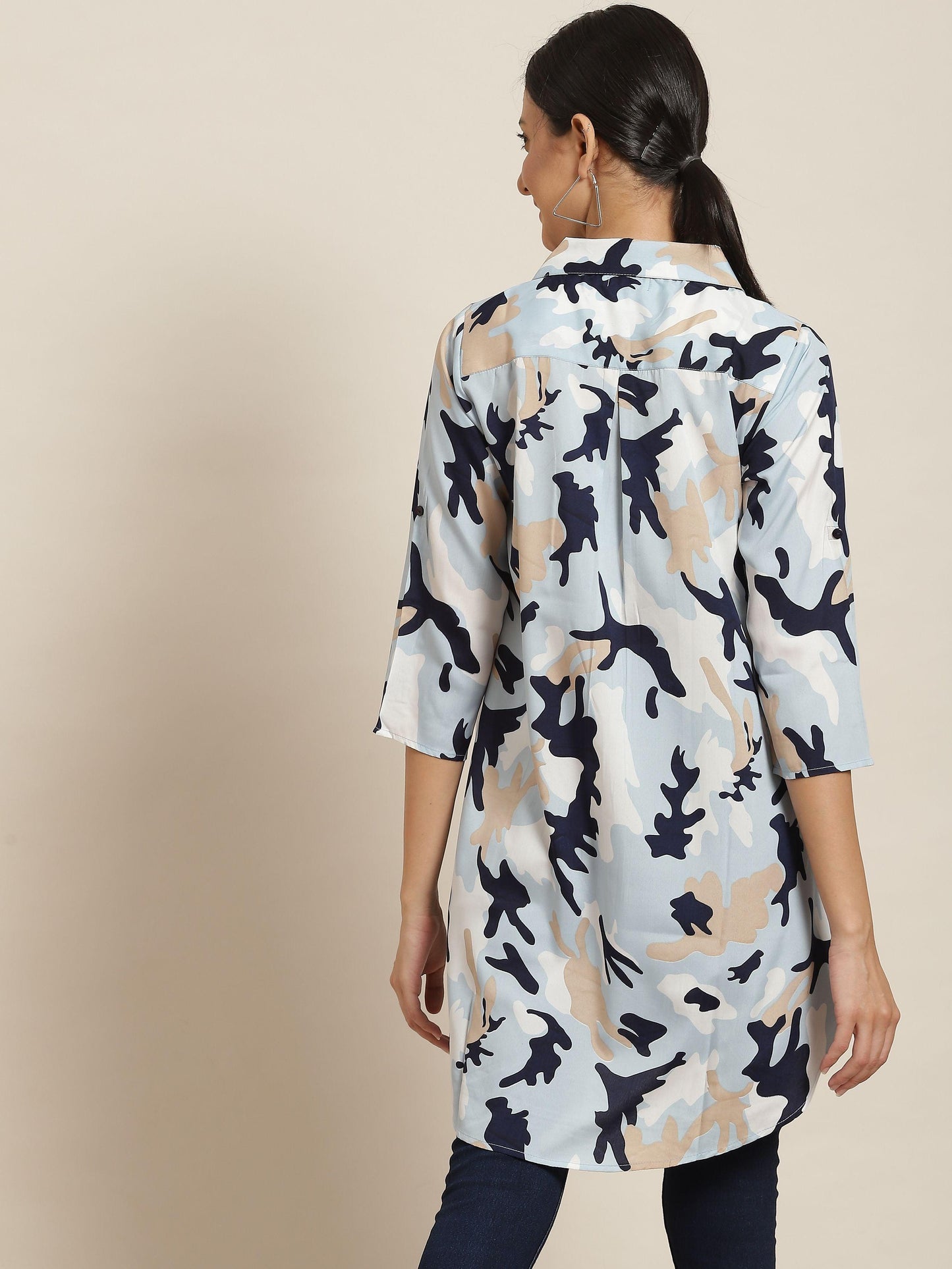 Qurvii Blue Camouflage Print Shirt - Qurvii India
