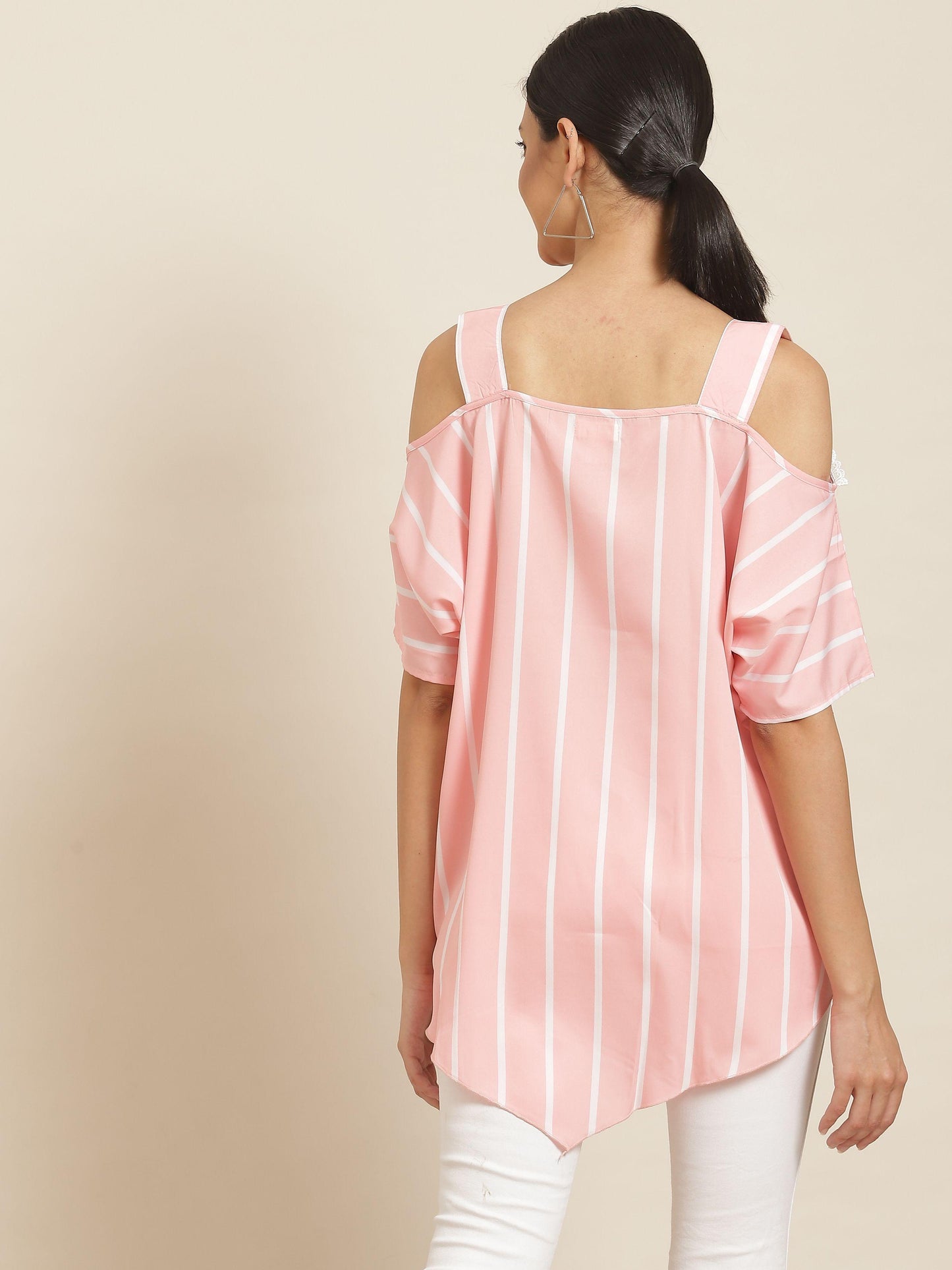 Qurvii Pink And White Stripe Top - Qurvii India