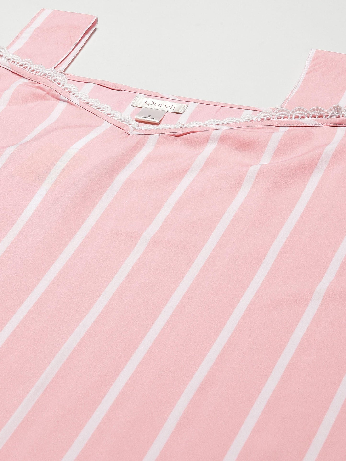 Qurvii Pink And White Stripe Top - Qurvii India