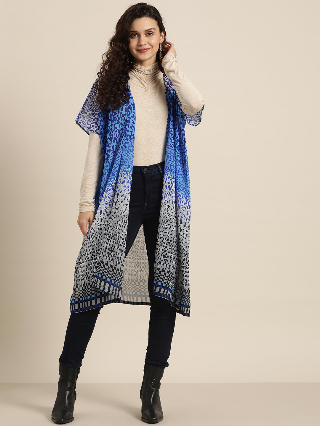 blue abstract long shrug