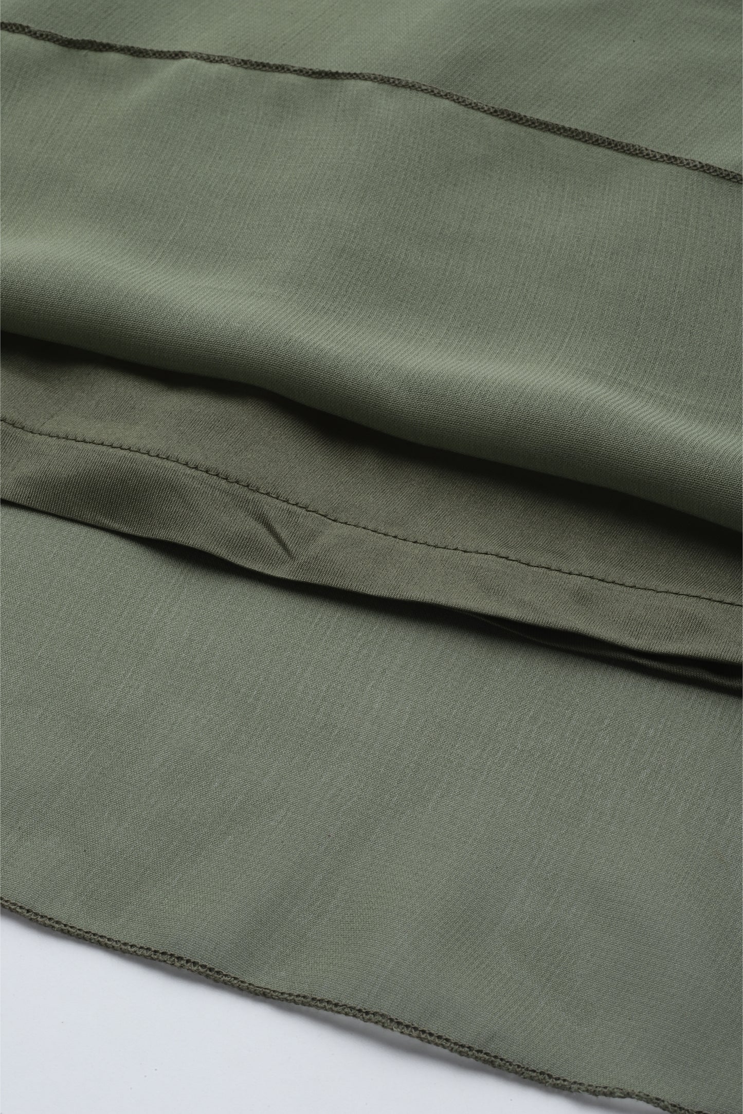 Solid Dark Olive Regular Fit V Neck Full Cuff Sleeve Georgette Dress