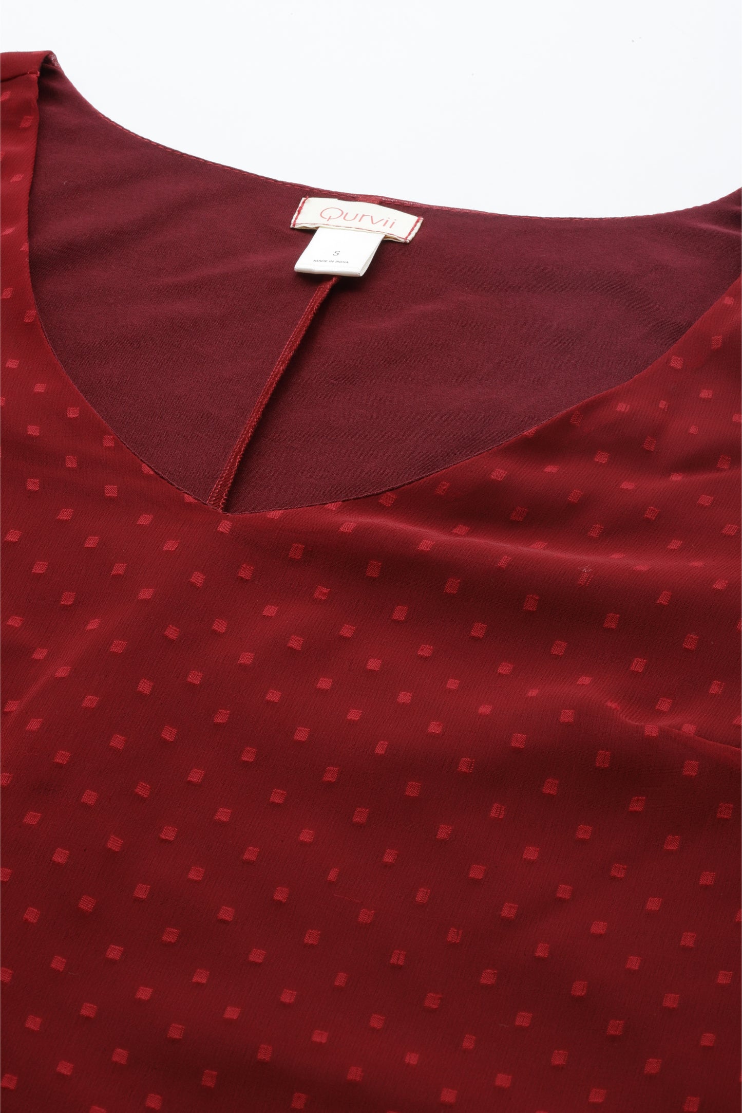 Maroon swiss dot A-line dress