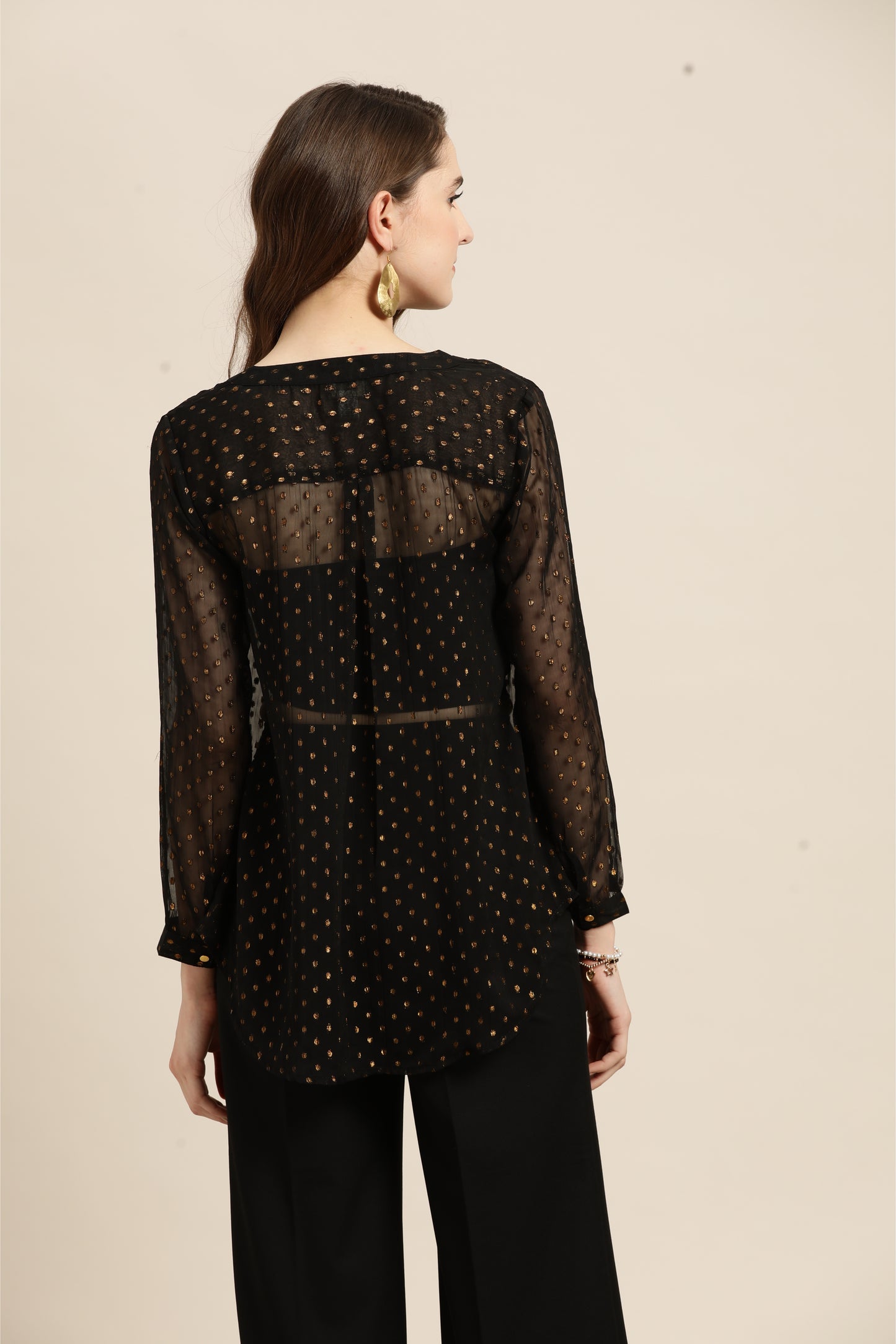 Black gold swiss dot shirt