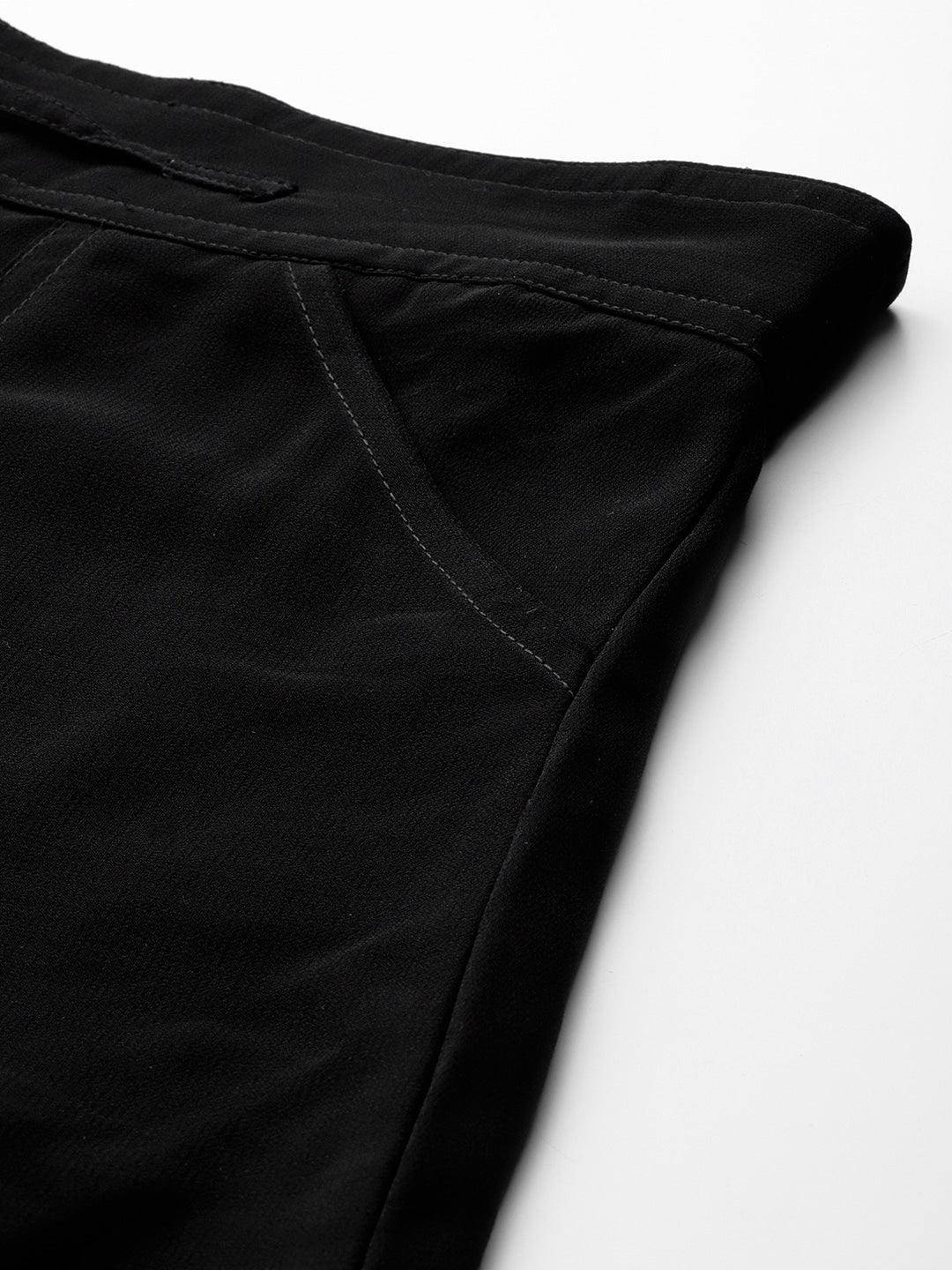 Qurvii Black Maxi A-Line Skirt - Qurvii India