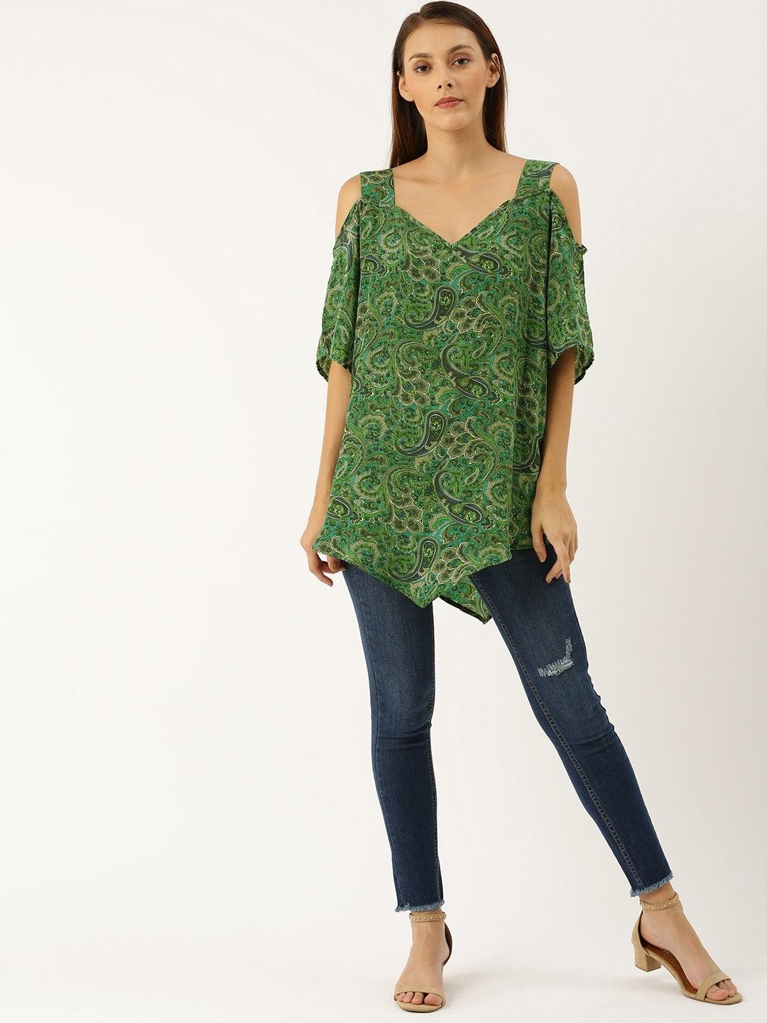 Qurvii Cold Shoulder Crepe Top - Qurvii India