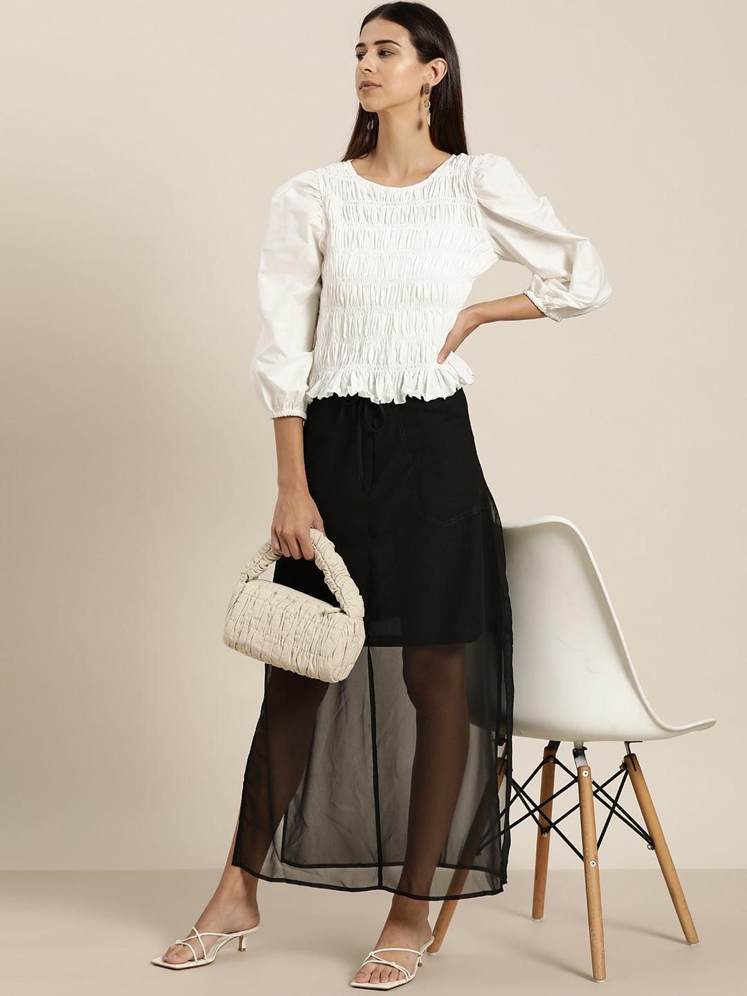 Qurvii Black Maxi A-Line Skirt - Qurvii India